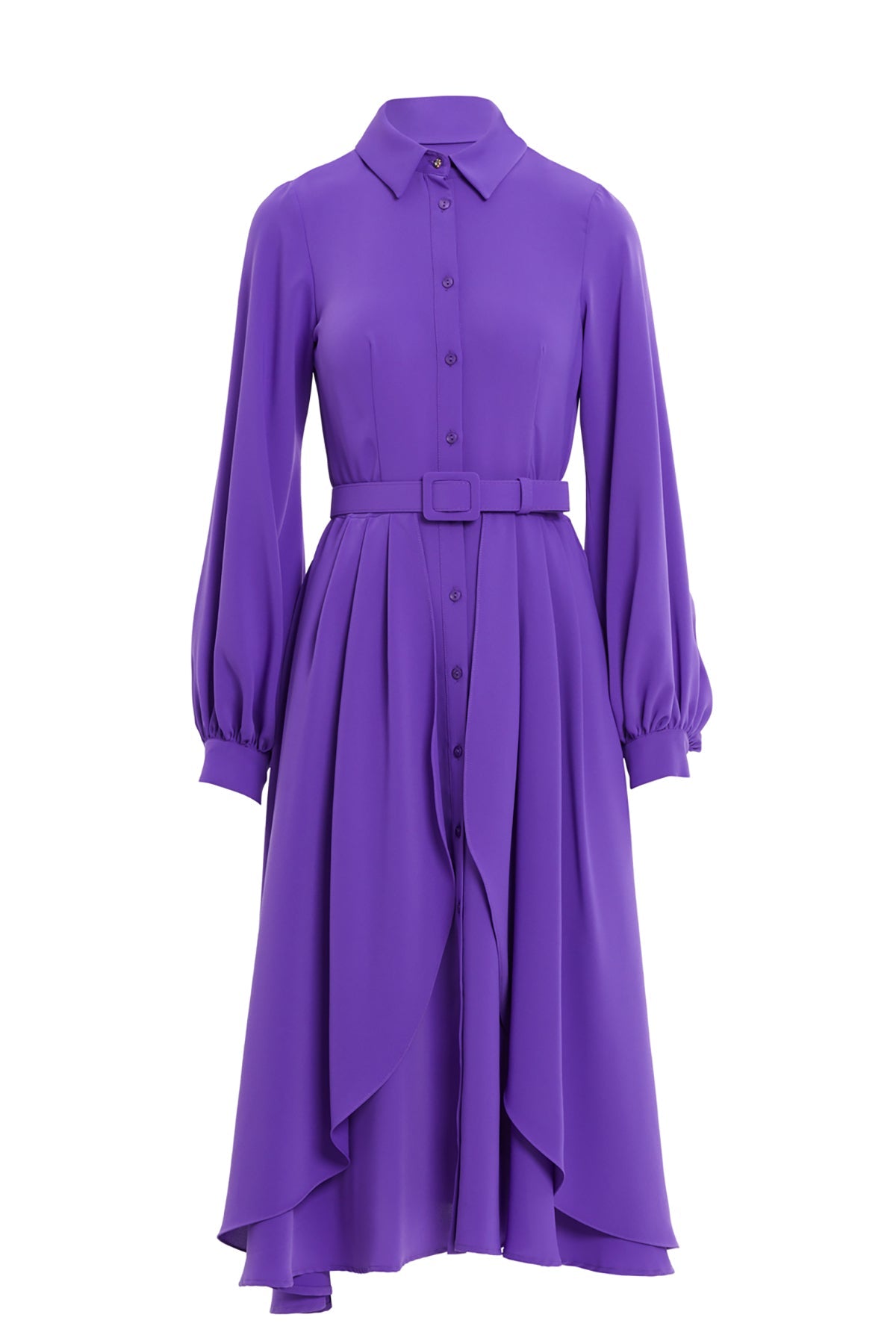 Purple Shirt Dress with Belt Detail