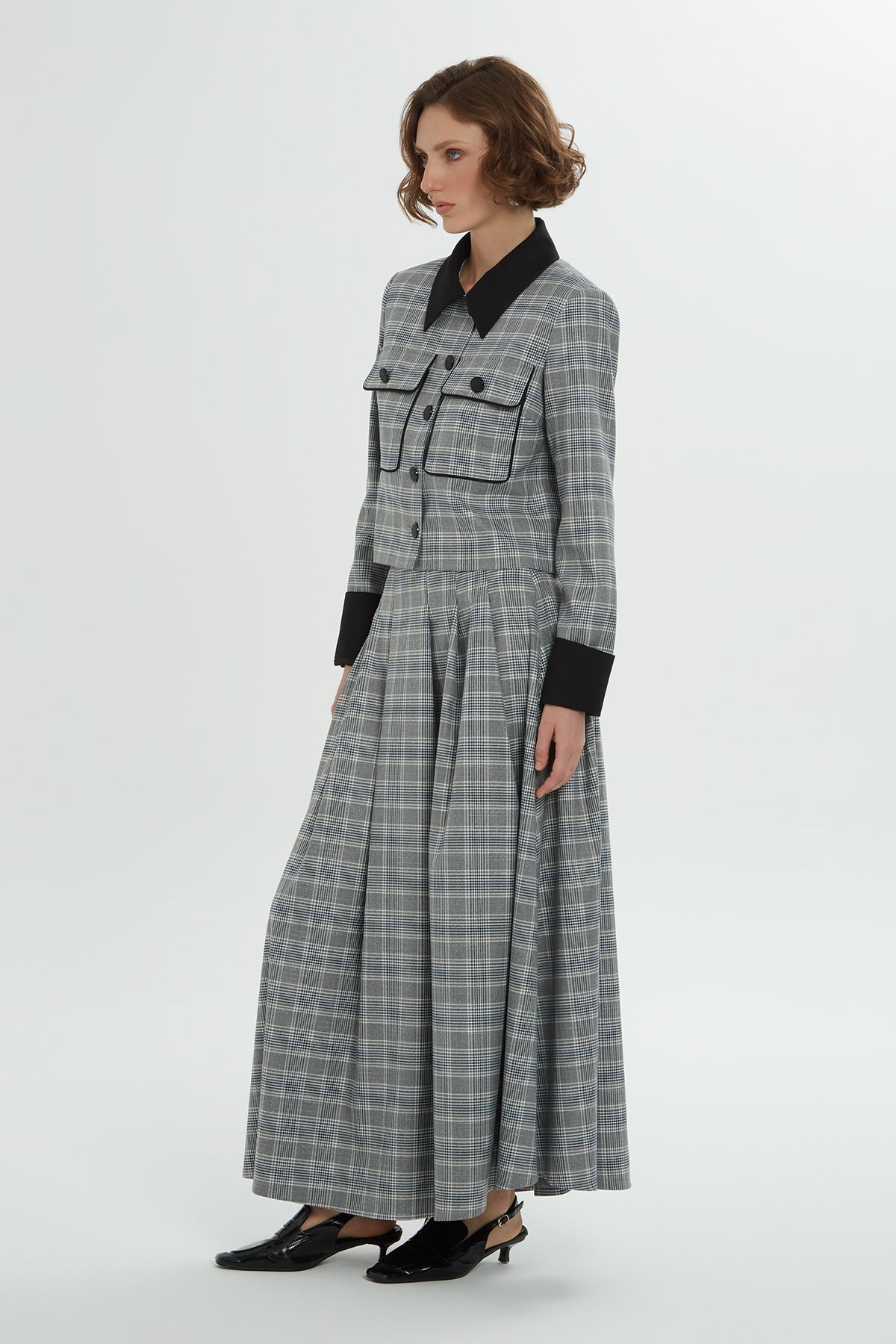 Grey Plaid-Patterned Co-Ord Set