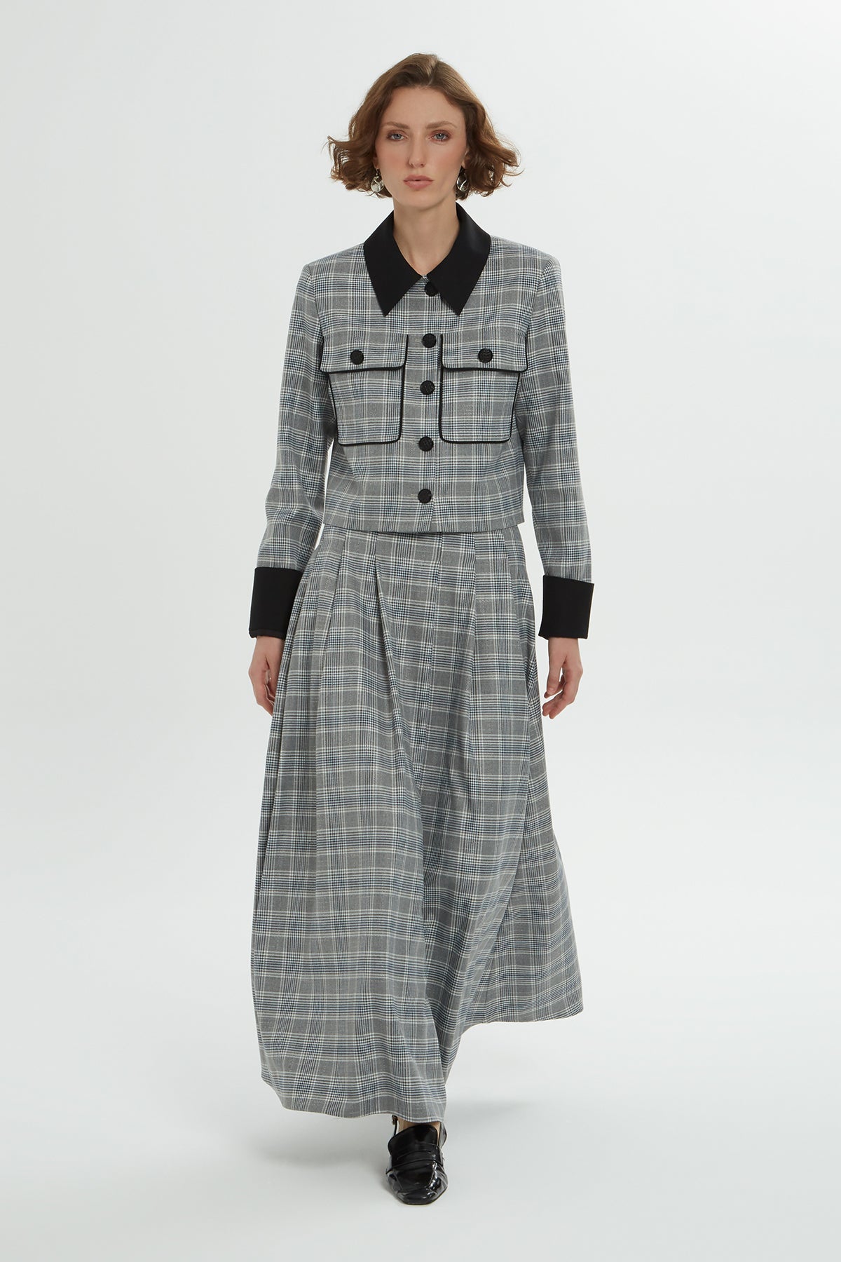 Grey Plaid-Patterned Co-Ord Set