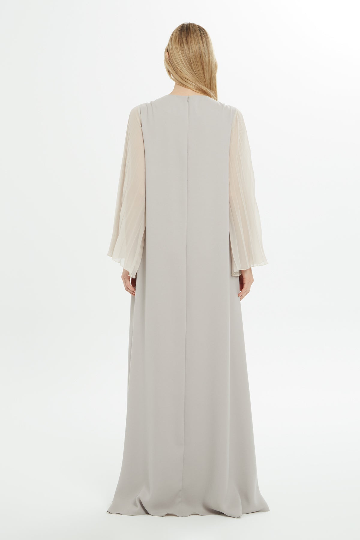 Grey Floral-Detail Maxi Dress