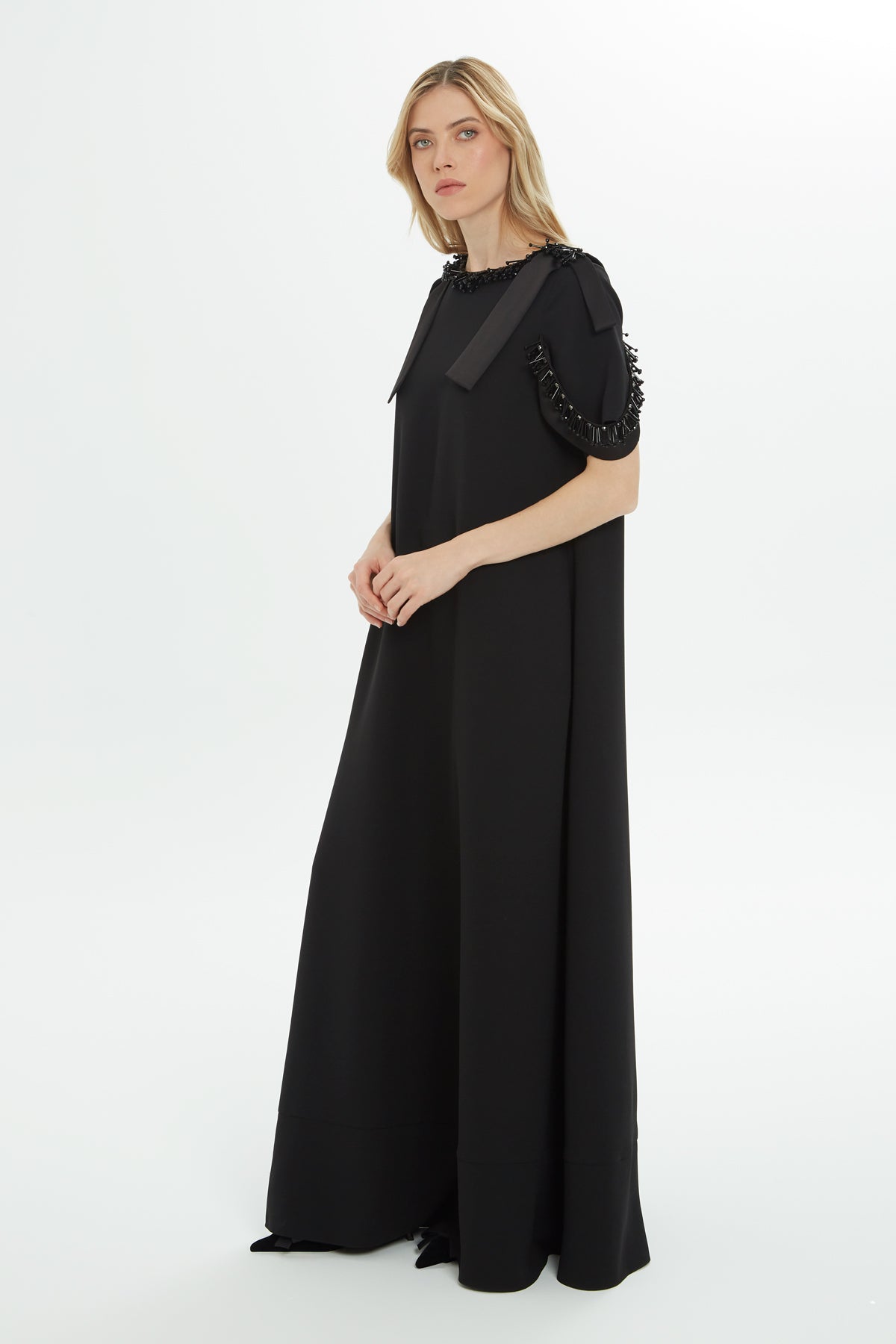 Black Embroidered Maxi Dress
