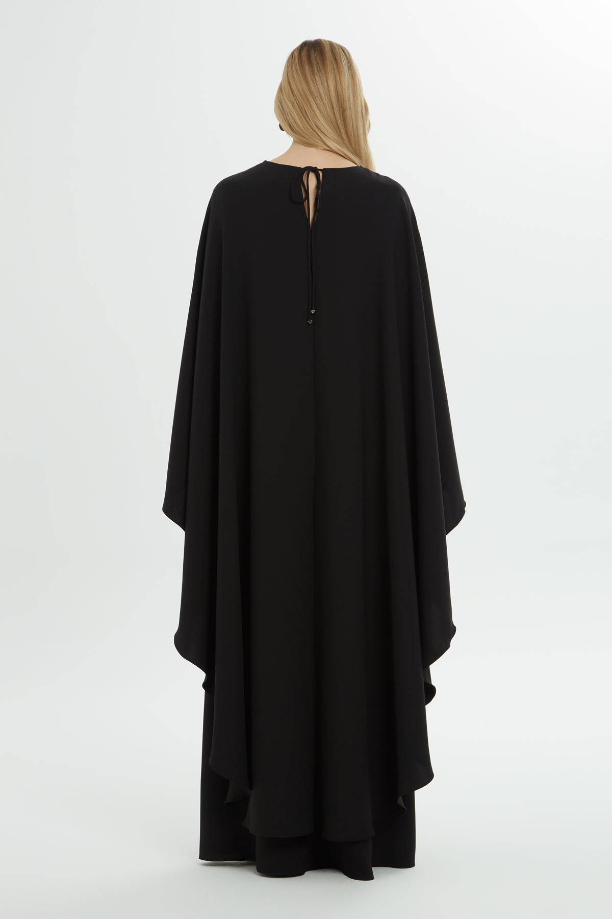 Black Long Dress with Cape Detail