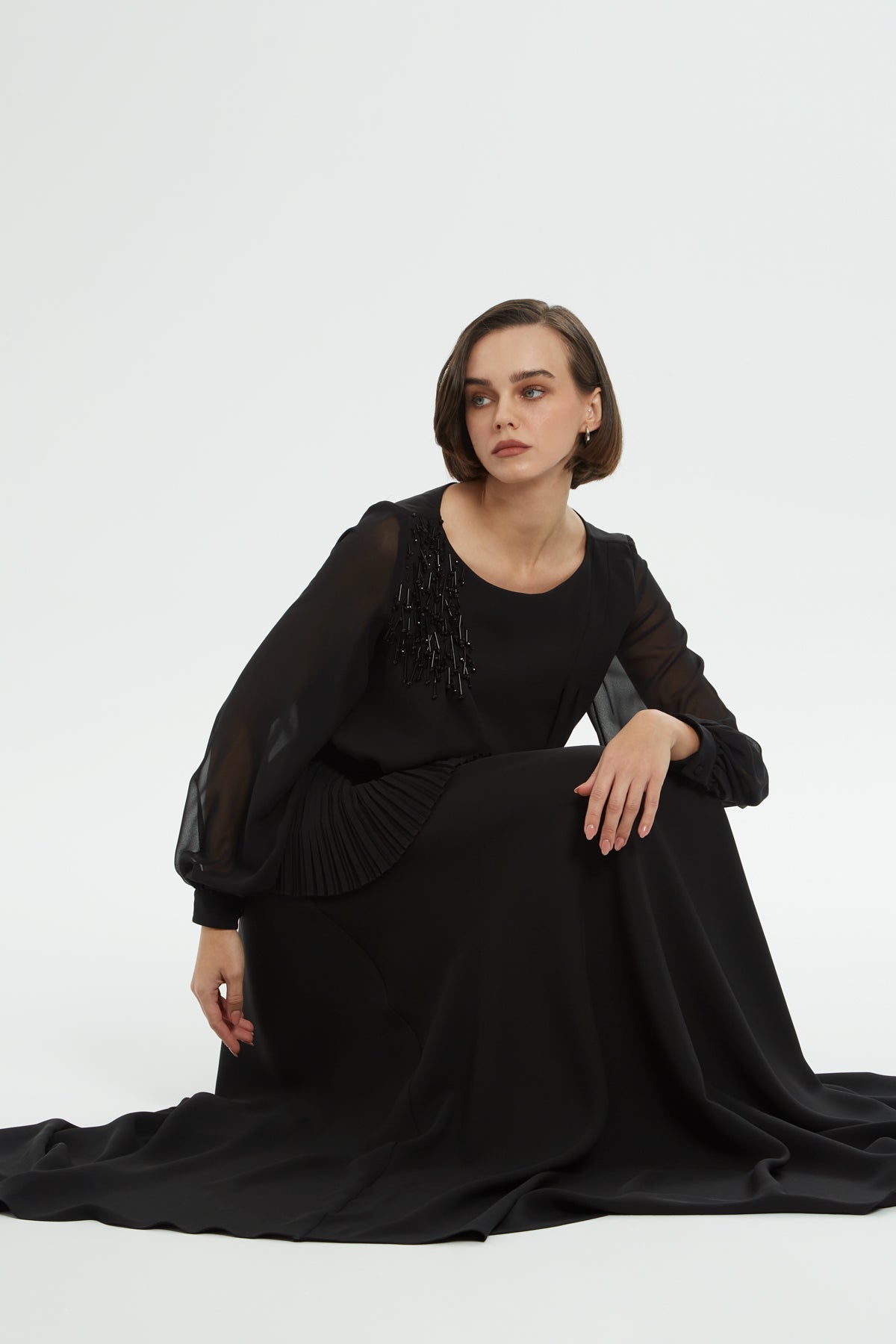 Black Beaded Maxi Dress