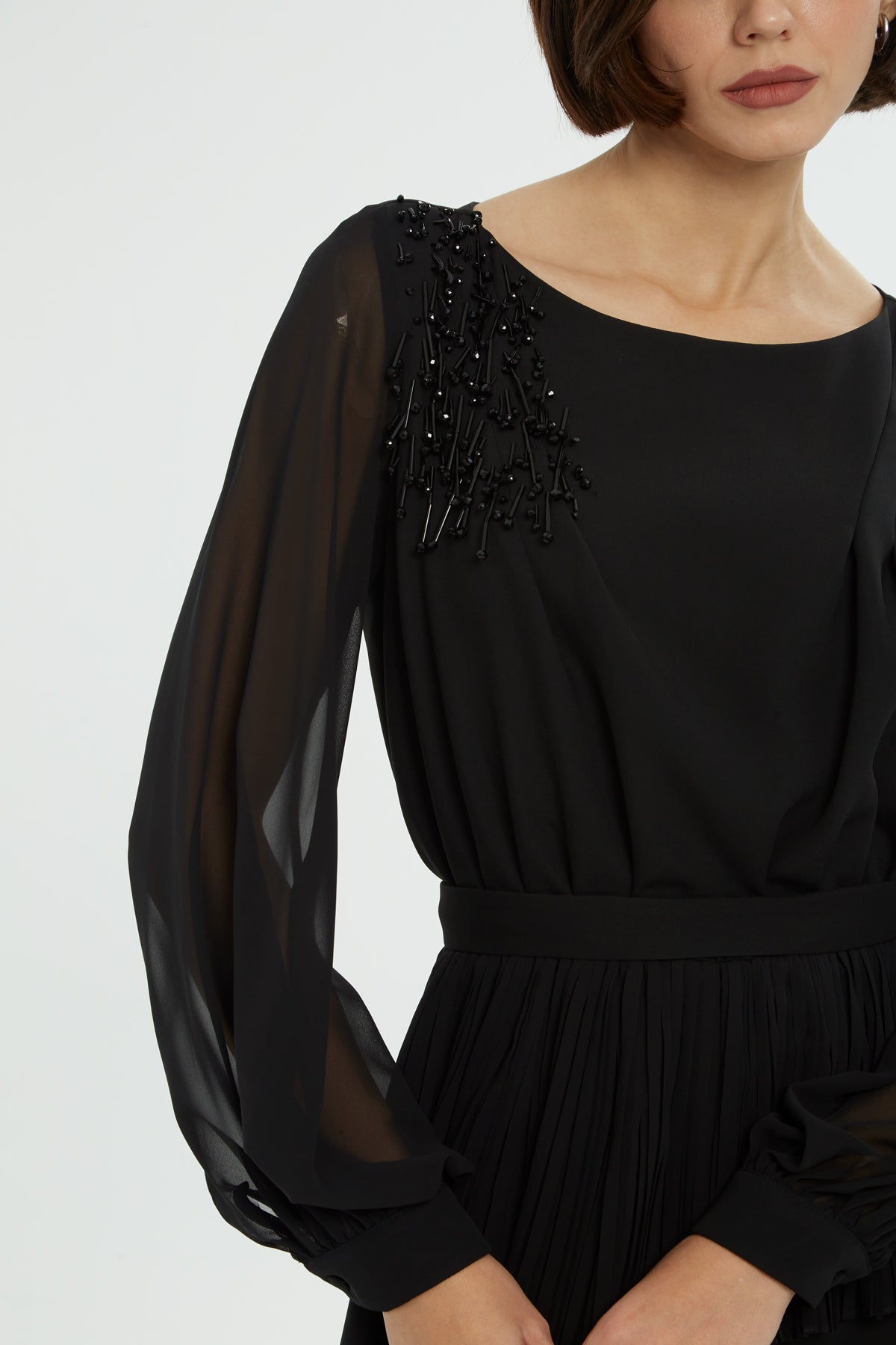 Black Beaded Maxi Dress