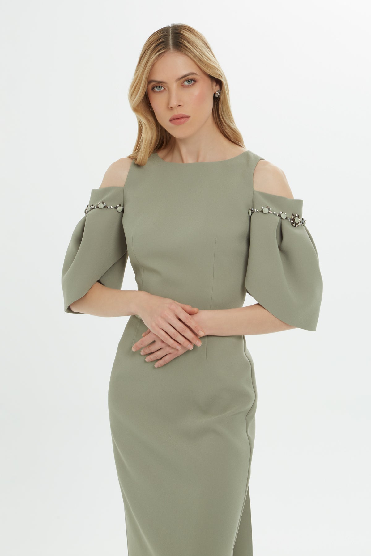 Green Off-Shoulder Long Dress