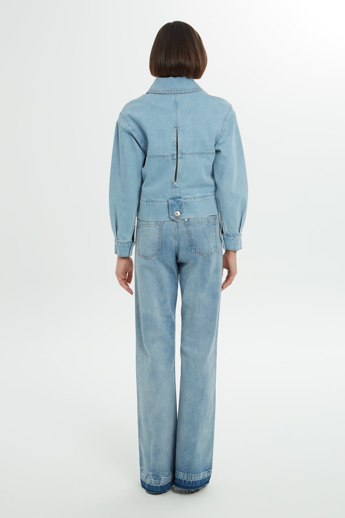 Navy Cutout Stone-Detail Denim Jacket