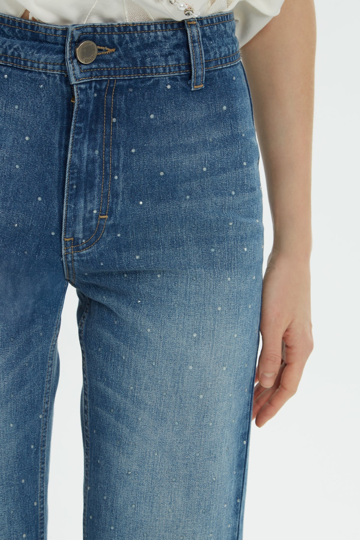 Blue Cargo-Pocket Mom Jeans