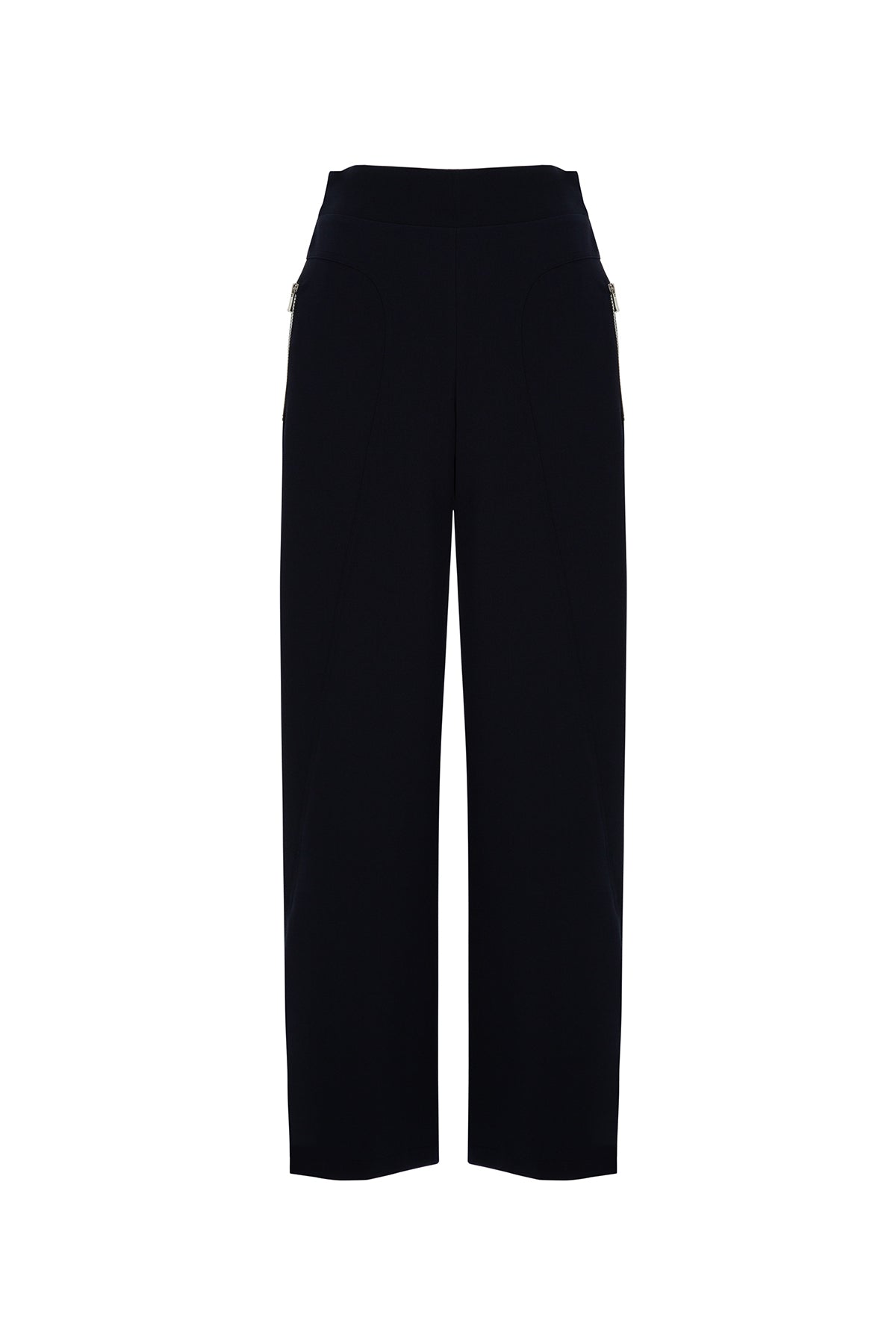 Navy High-Waist Straight-Leg Sweatpants