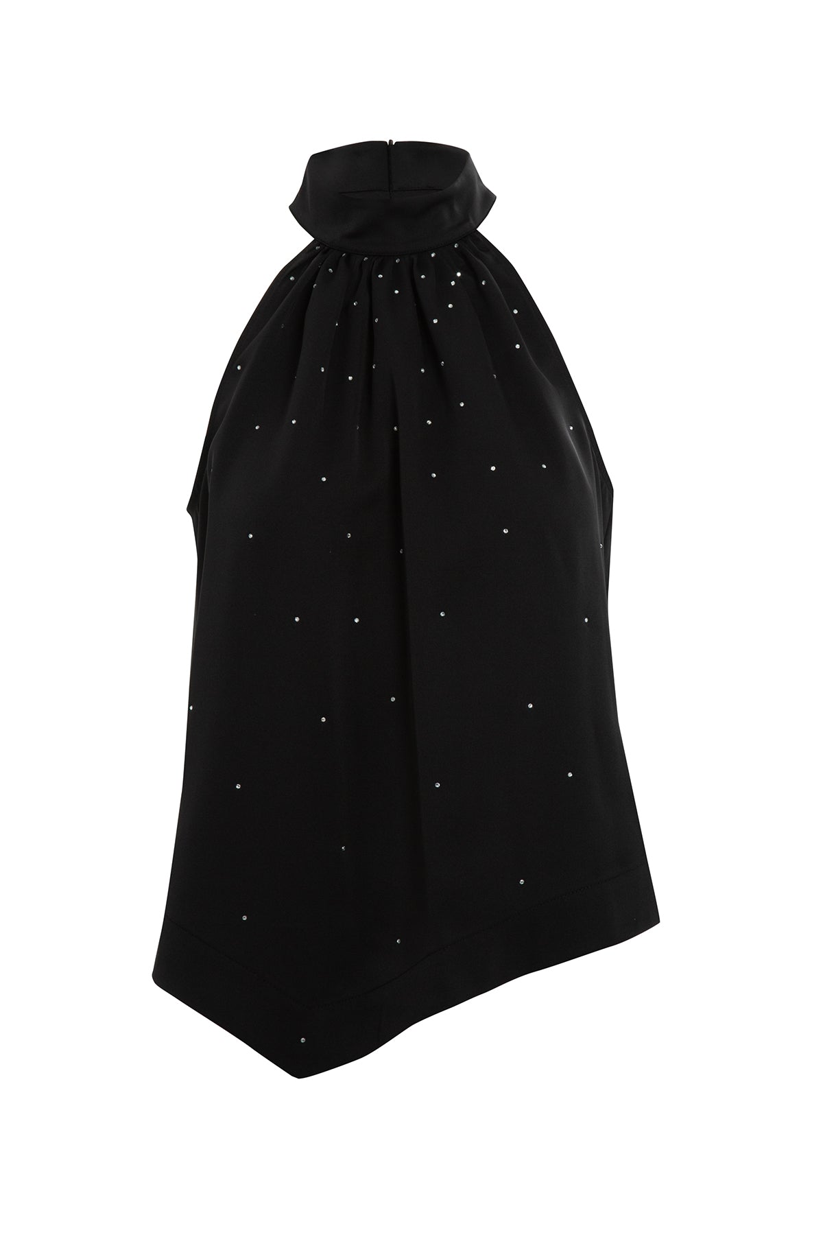 Black Halter Neck Stone Detail Blouse