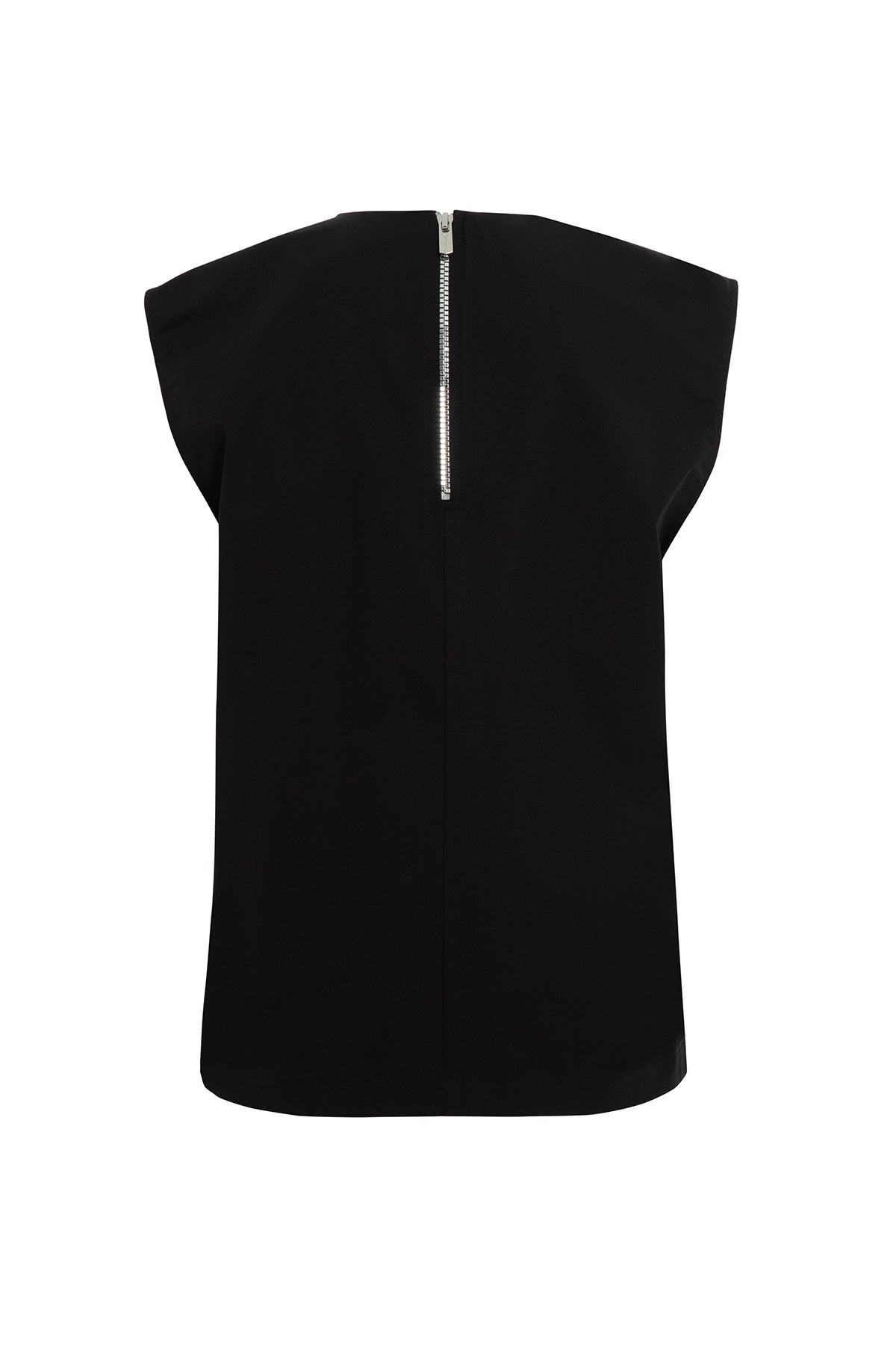 Black Pleated Panel Sleeveless Blouse