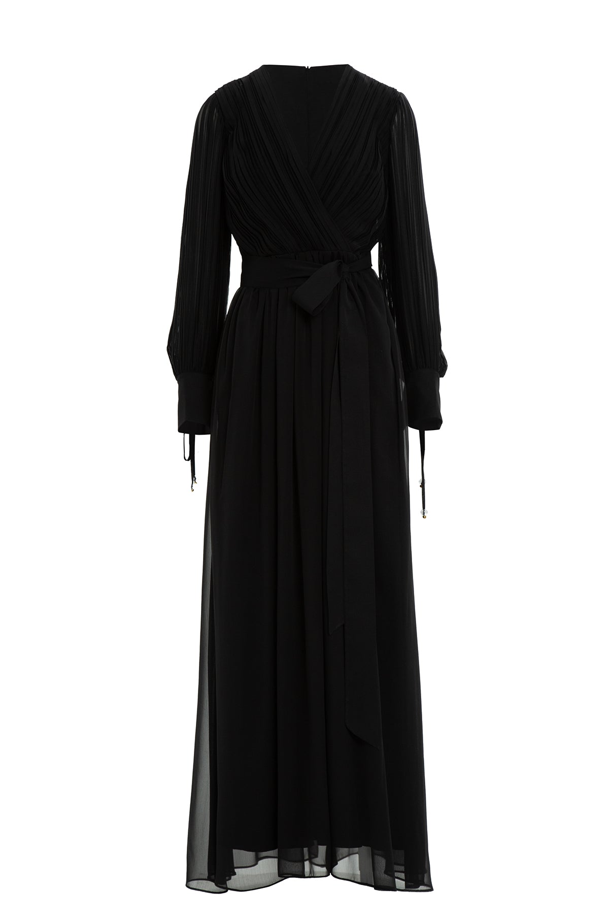 Black V-Neck Chiffon Maxi Dress