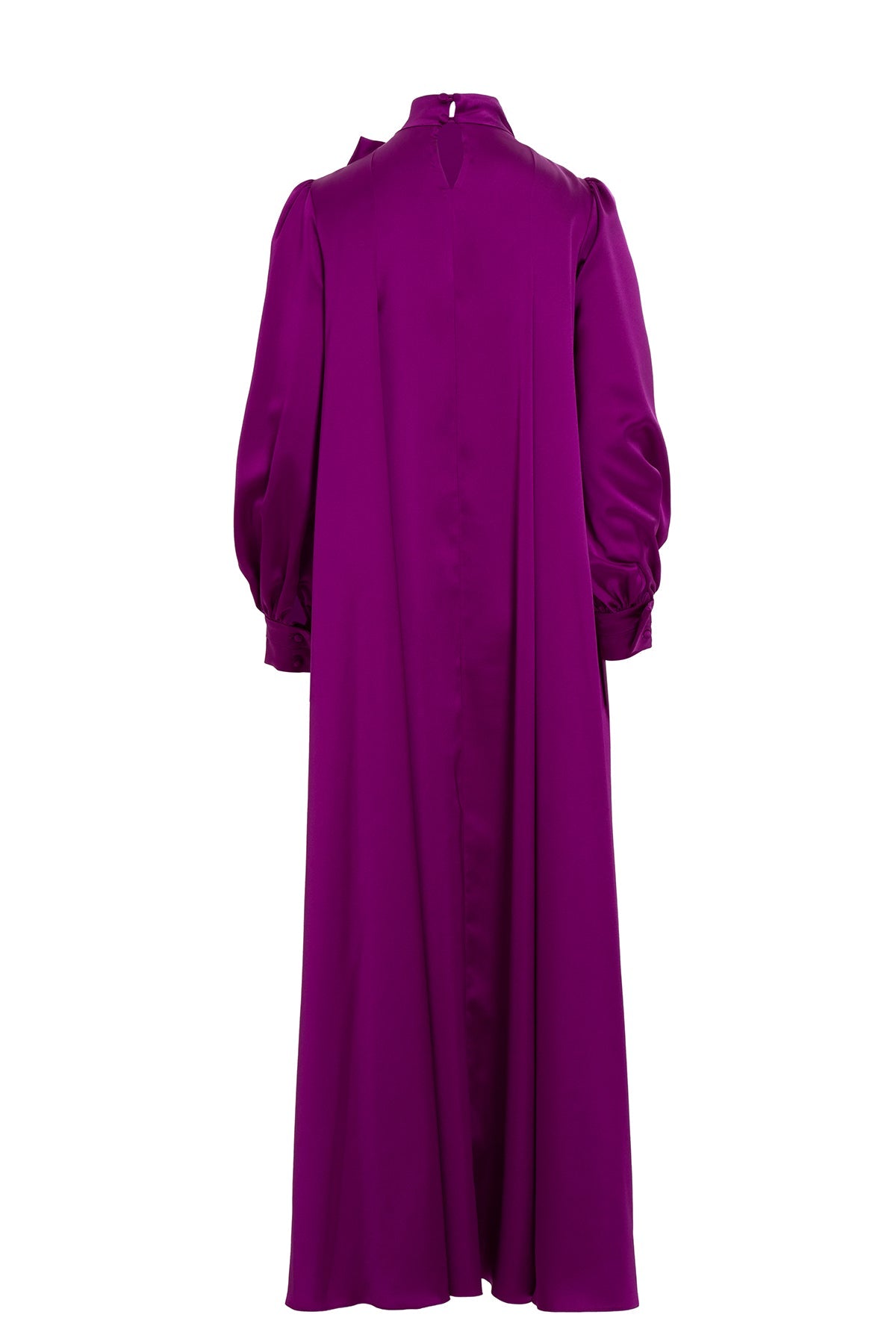 Fuchsia Embroidered-Collar Bow-Detail Maxi Dress