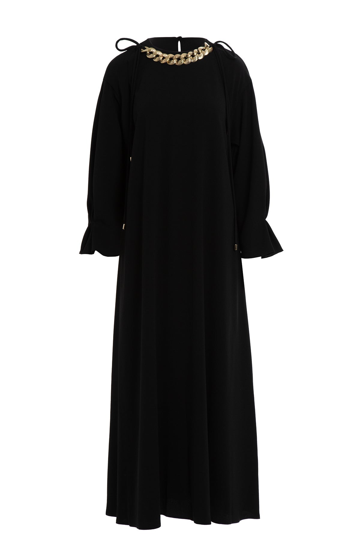 Black Chain-Collar Maxi Dress
