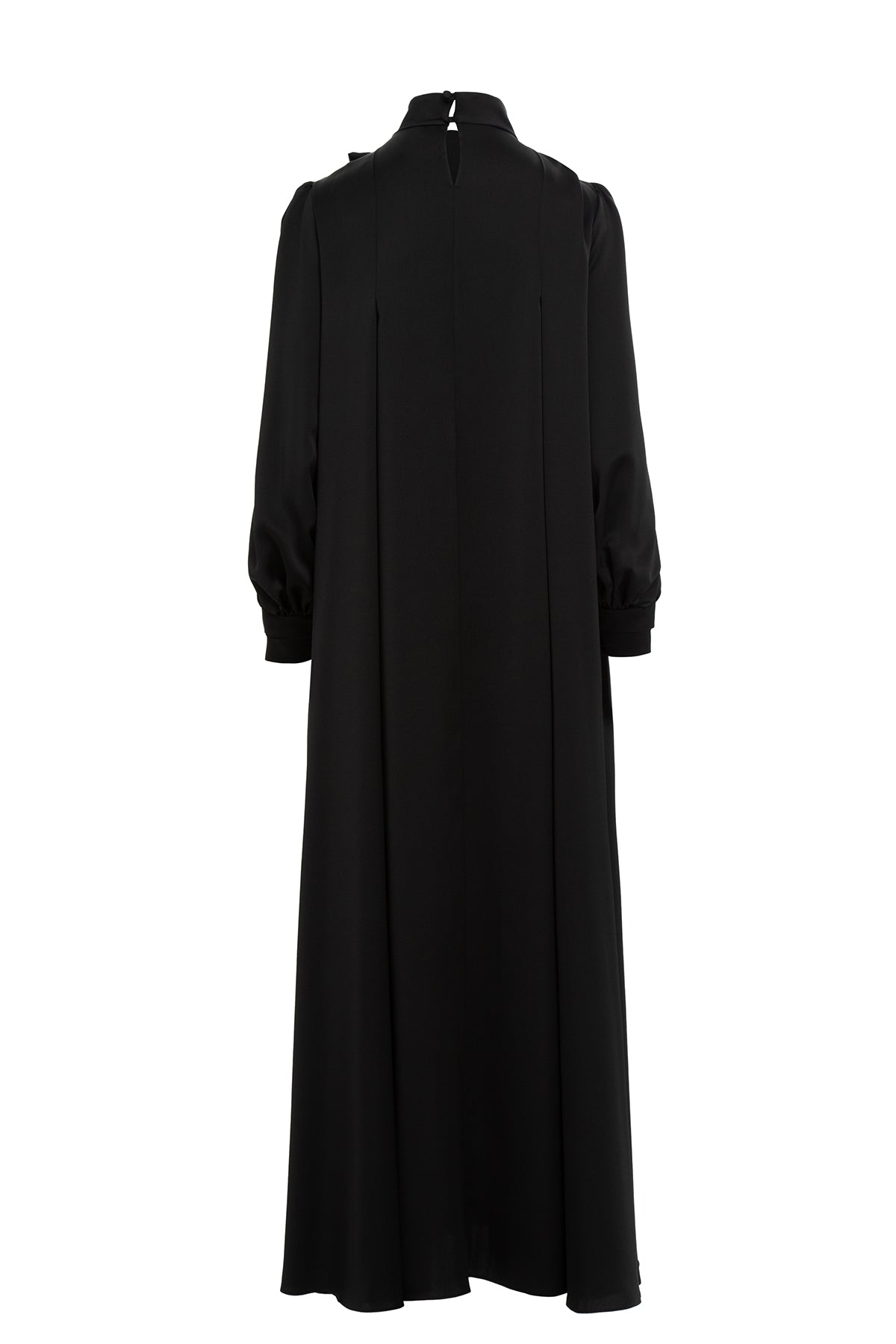 Anthracite Embroidered-Collar Bow-Detail Maxi Dress