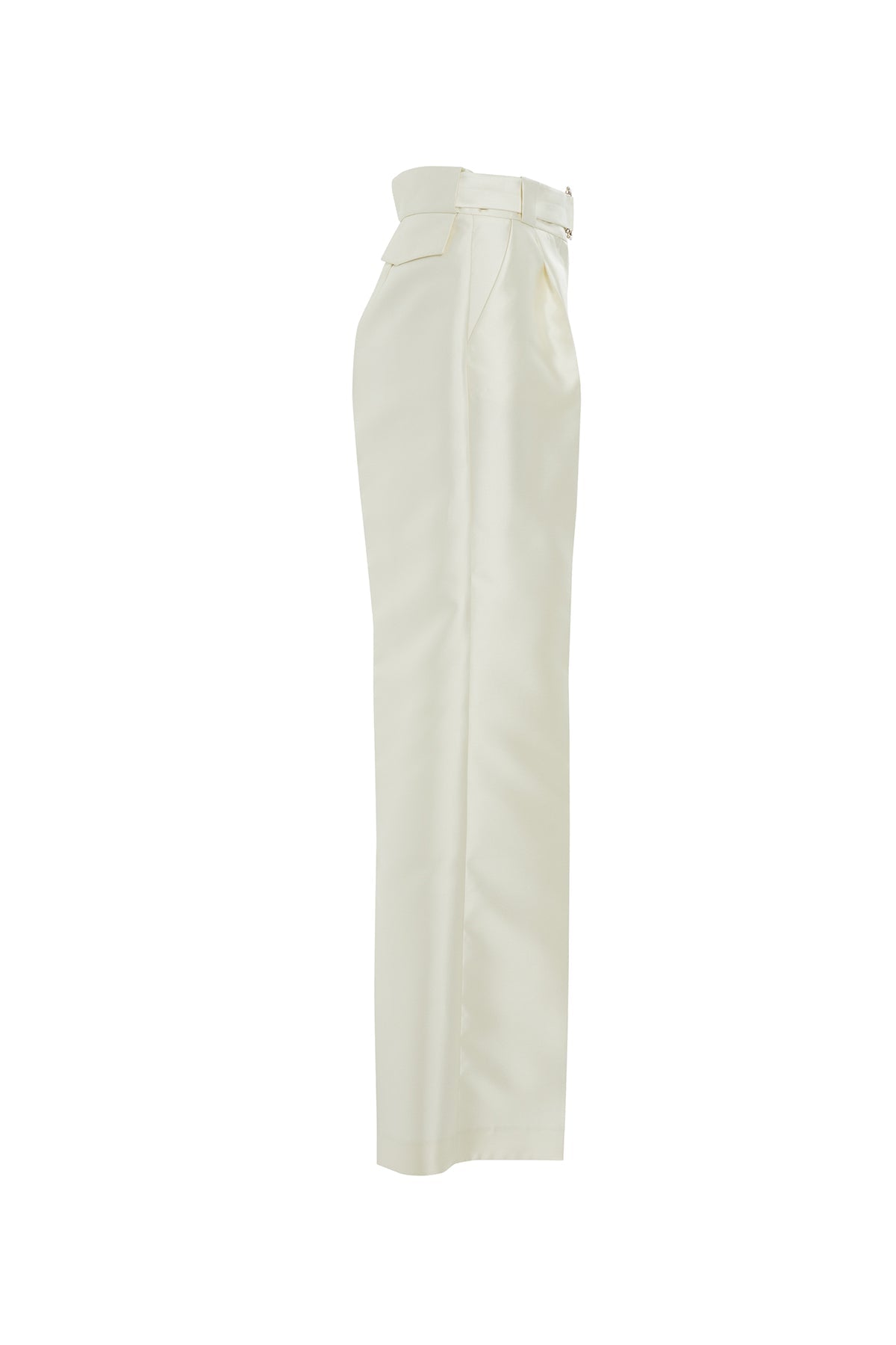 White Belted Wide-Leg Pants