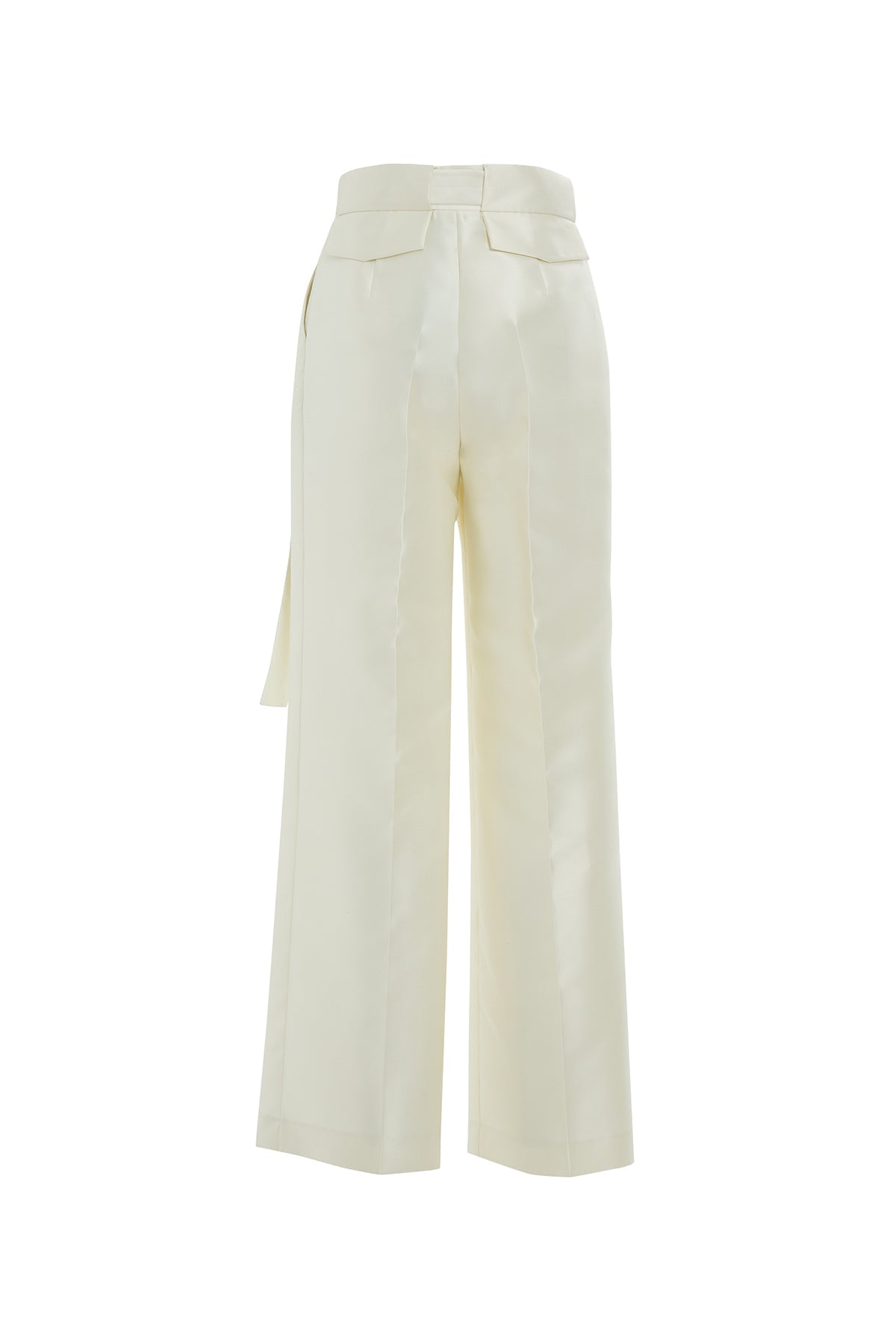 White Belted Wide-Leg Pants