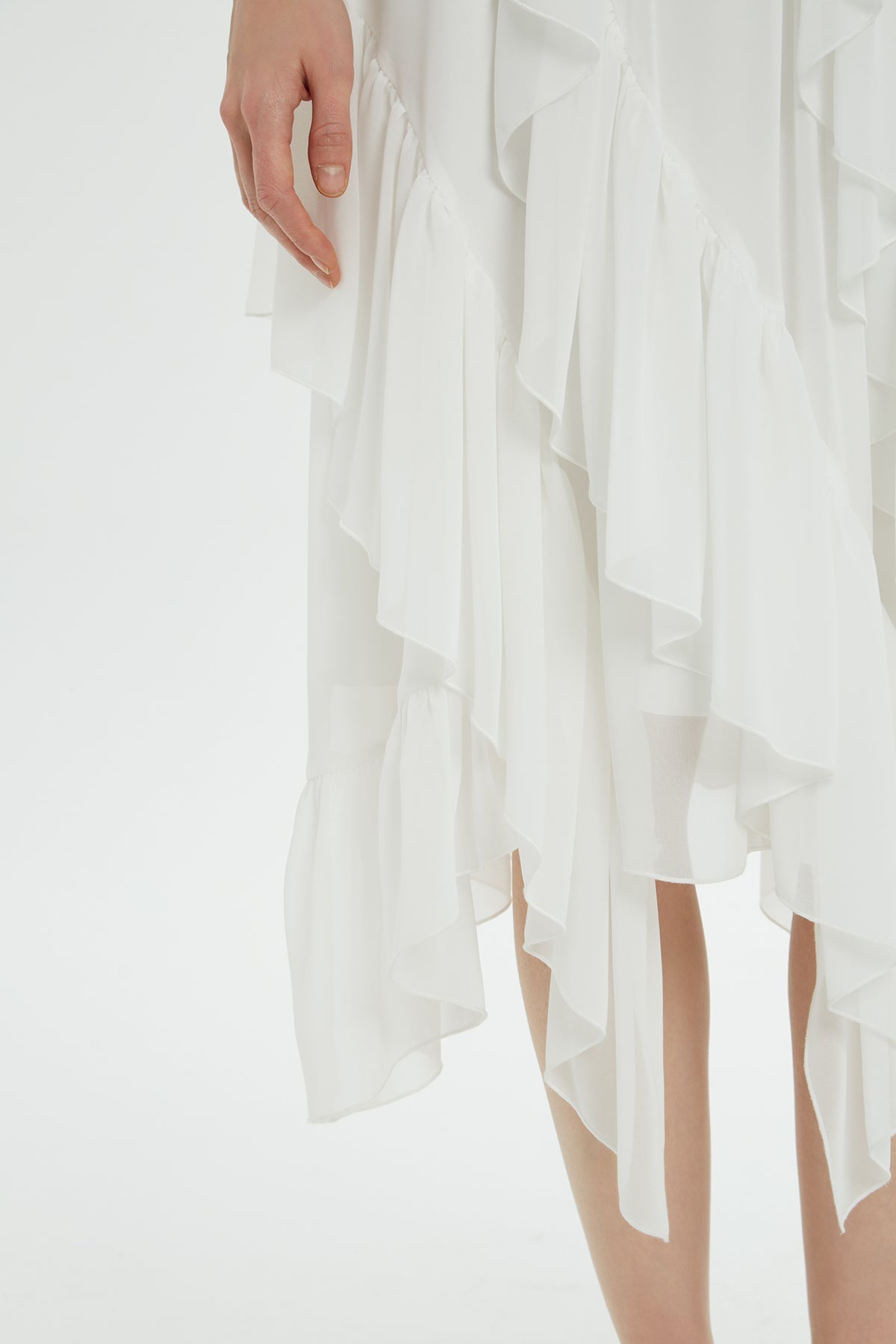 Ecru Asymmetric Midi Skirt