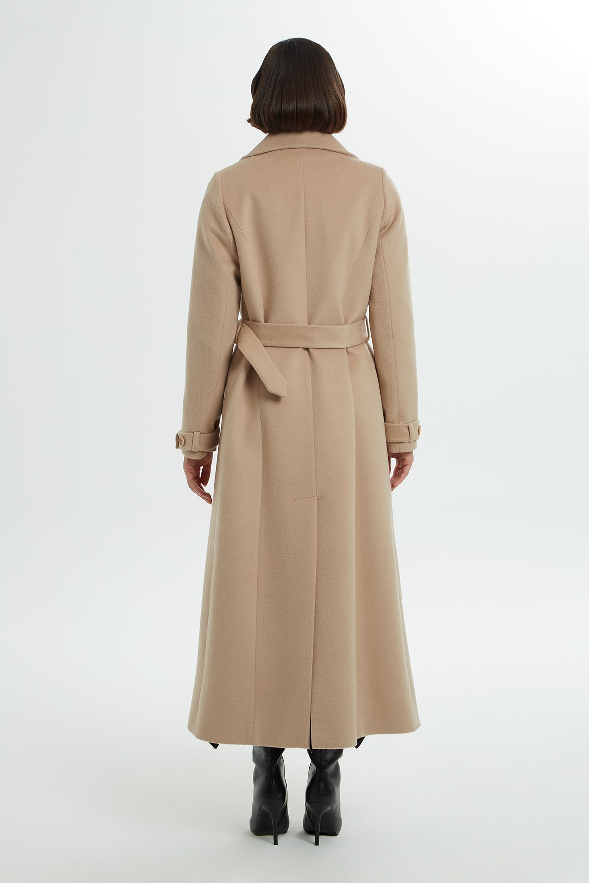 Shawl-Collar Long Cashmere Coat