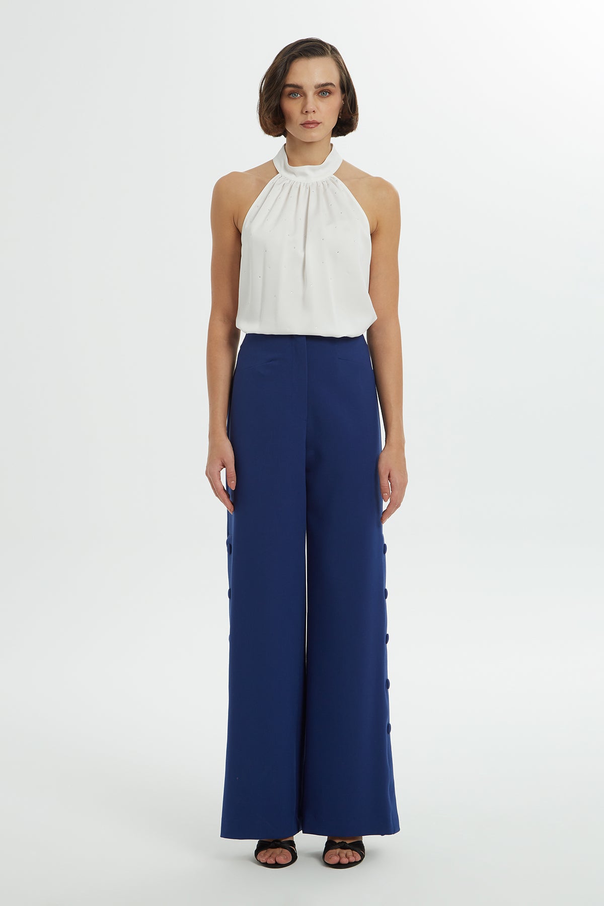 Blue High-Waist Palazzo Pants