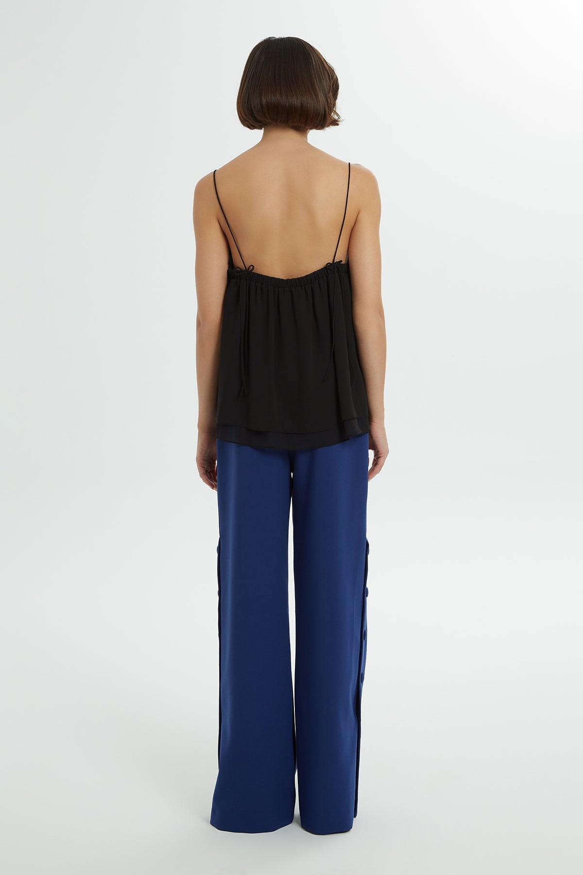 Black Lace-Front Strappy Blouse