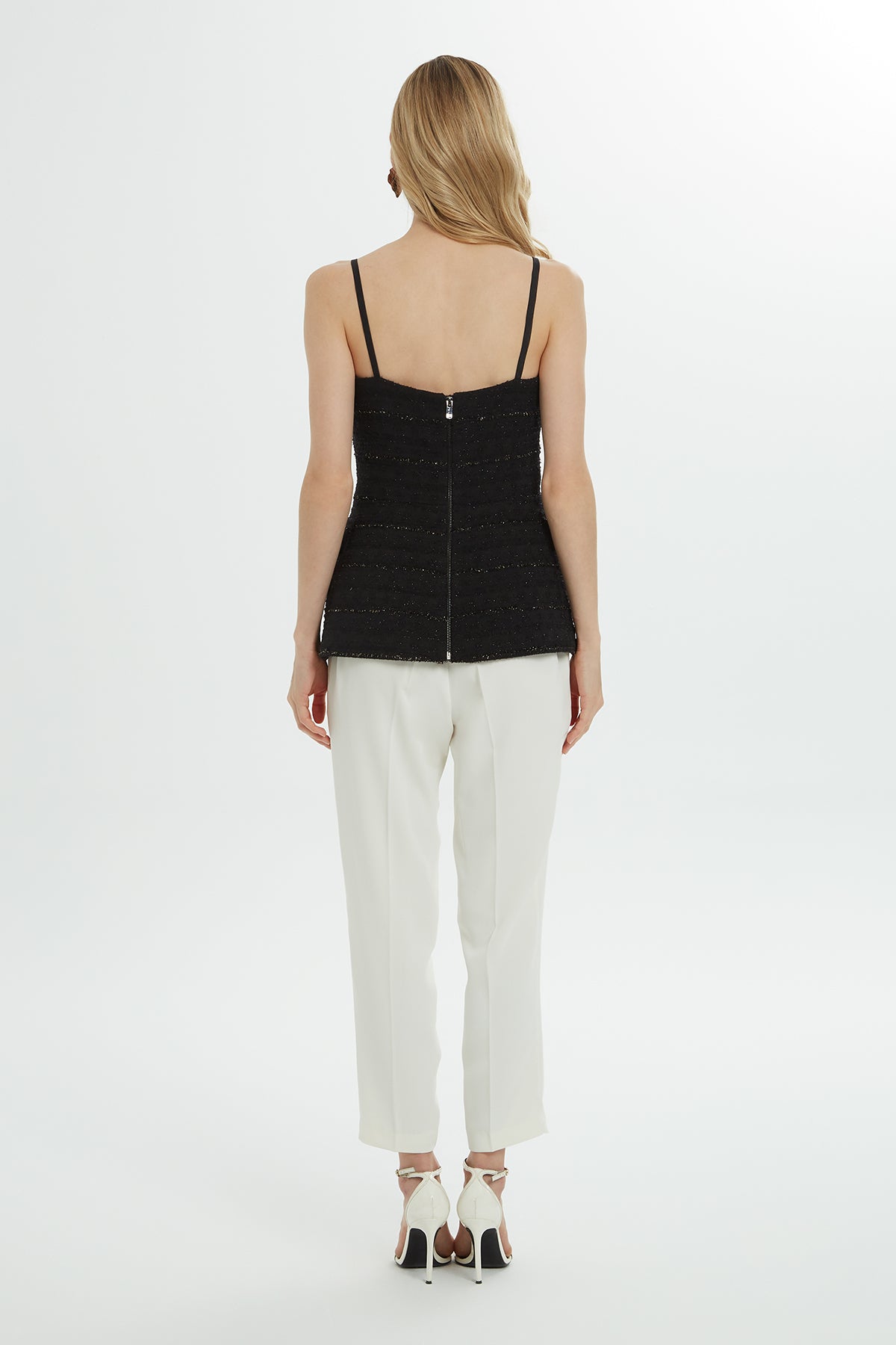 Black Strappy Pocket Blouse