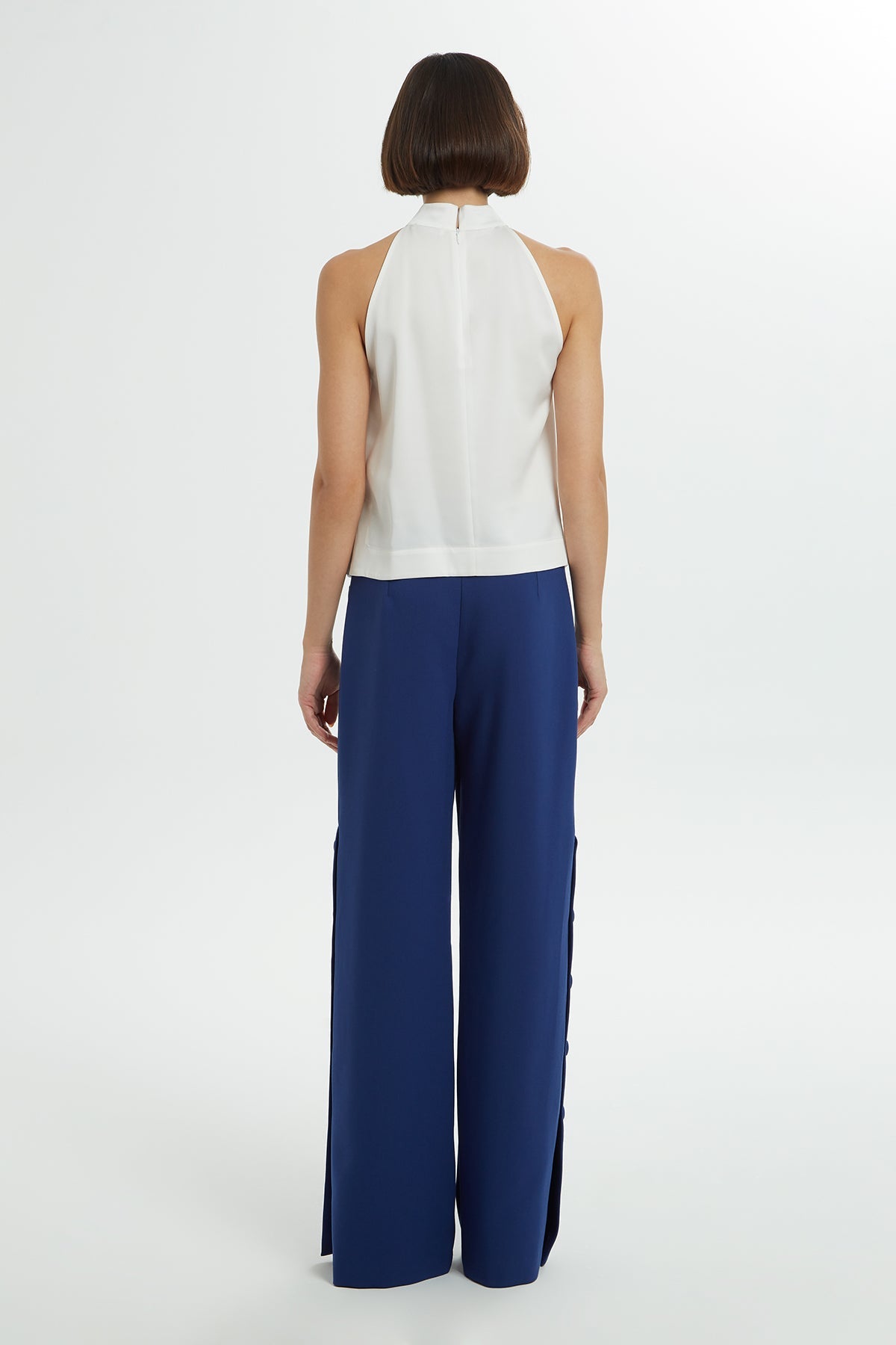 White Halter Neck Stone Detail Blouse