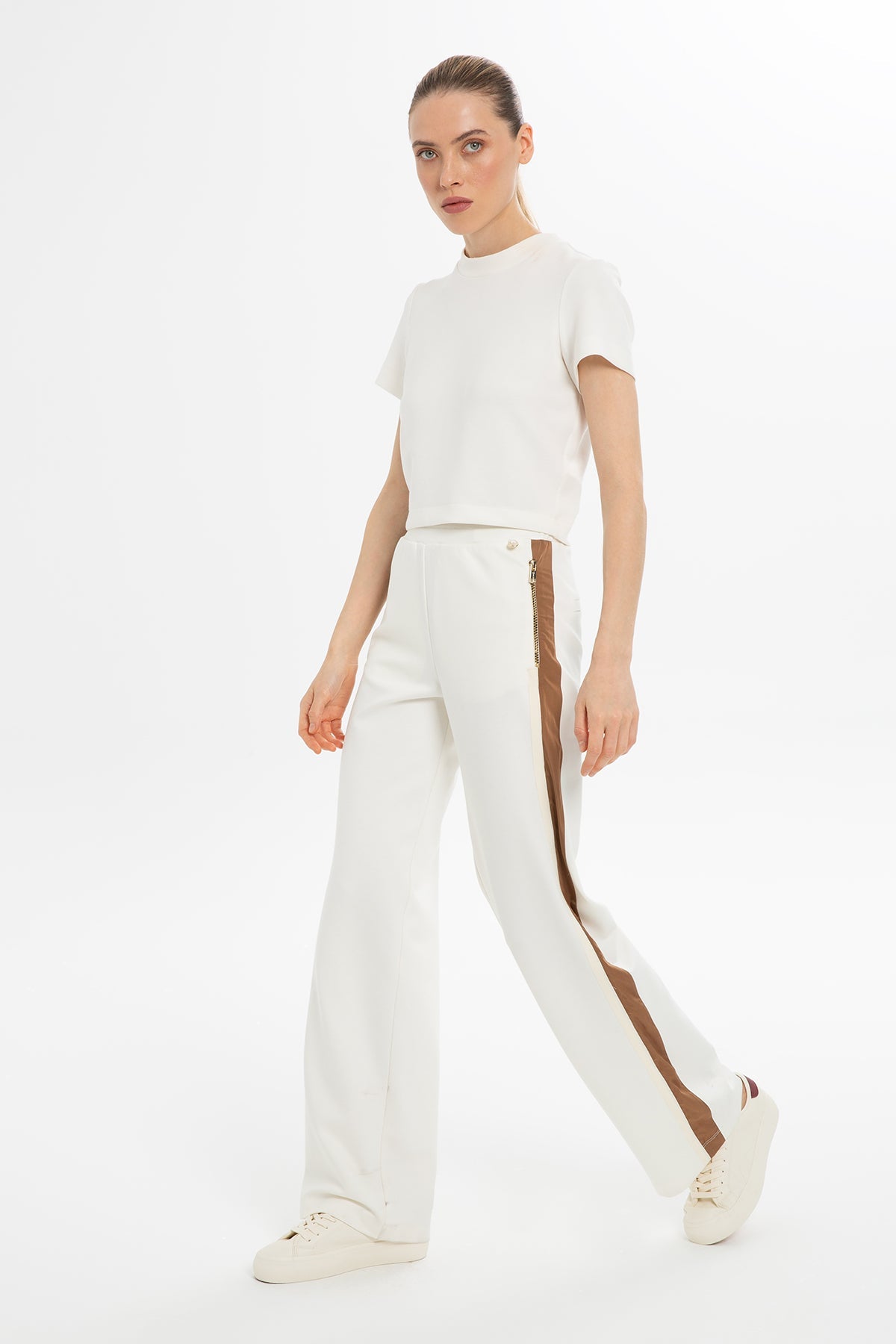 Ecru High-Waist Sweatpants