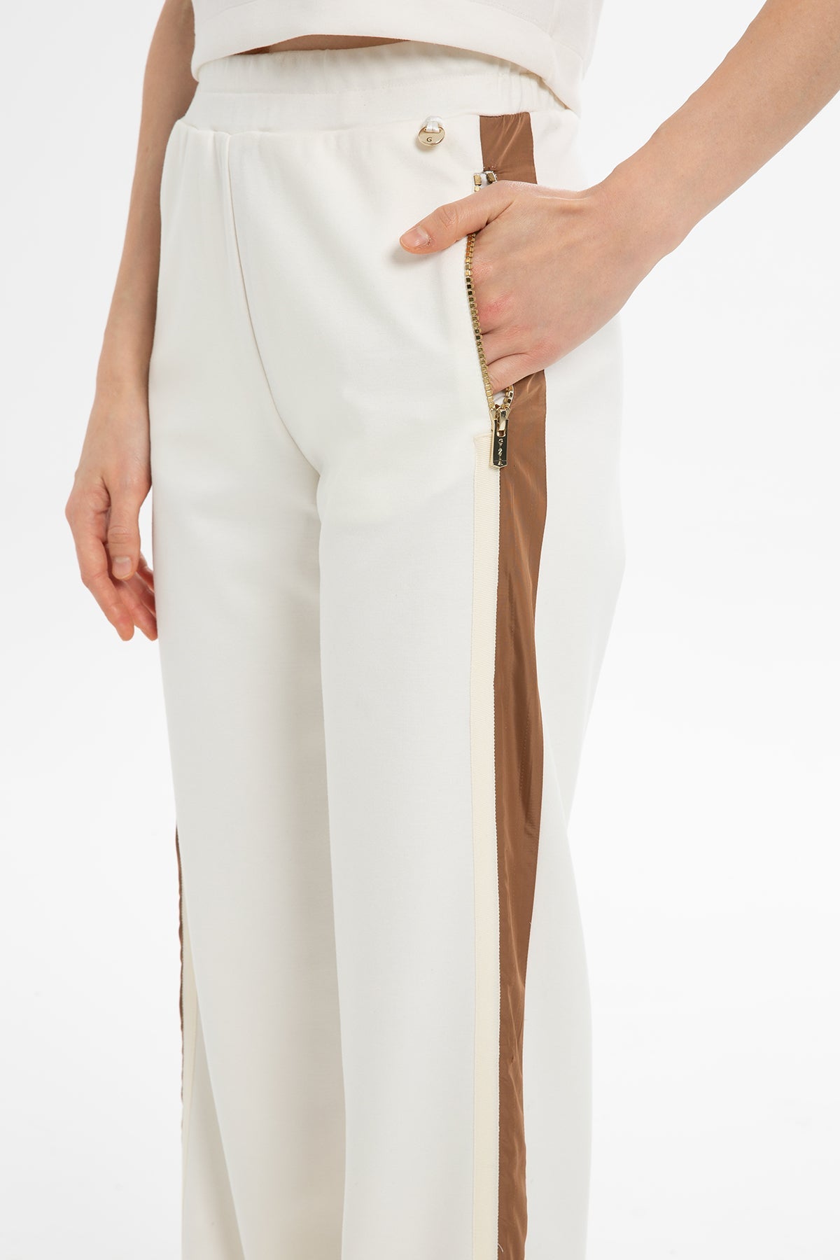 Ecru High-Waist Sweatpants