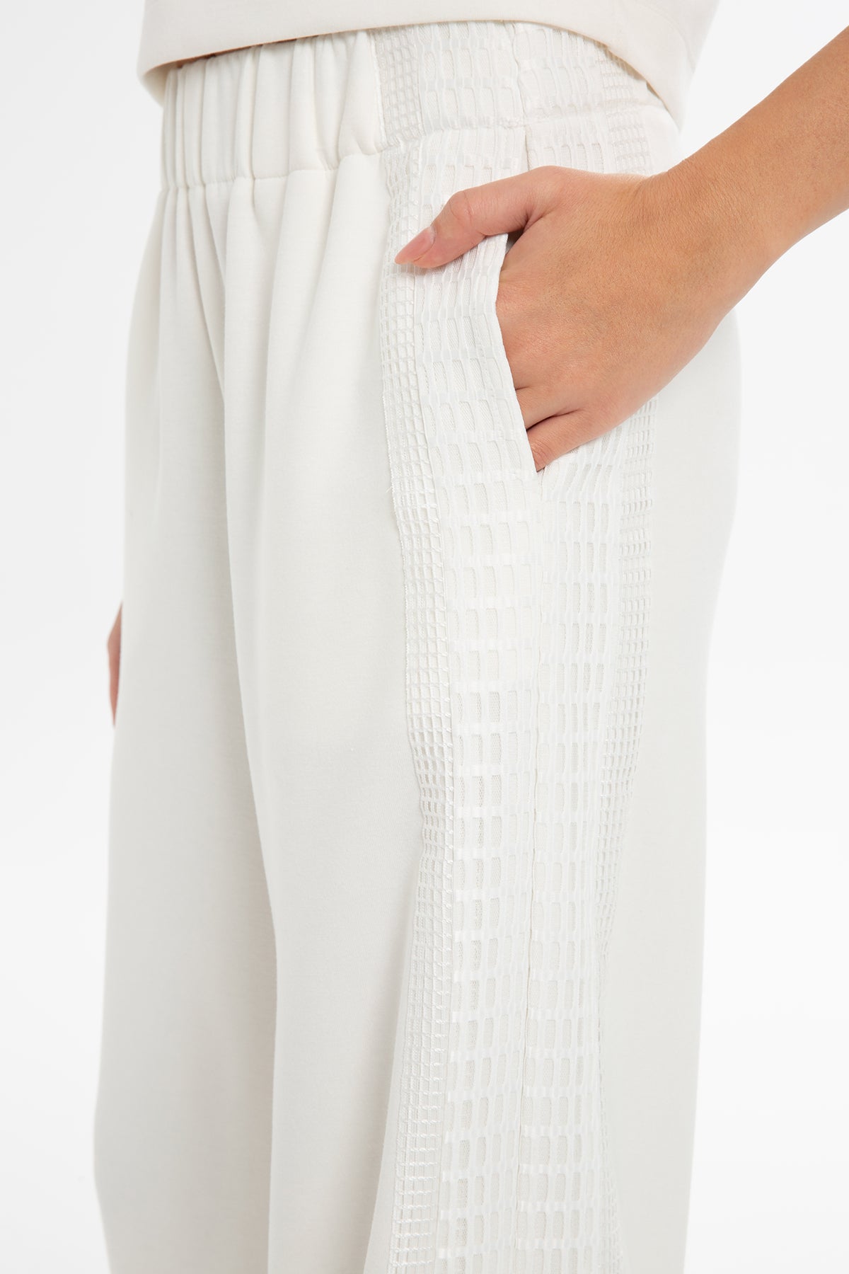 Ecru High-Waist Straight-Leg Sweatpants