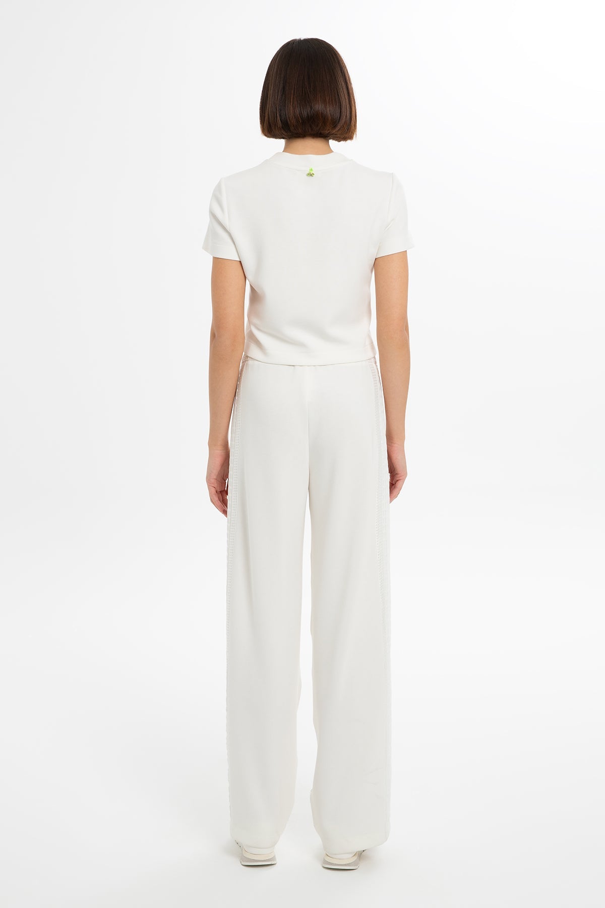 Ecru High-Waist Straight-Leg Sweatpants