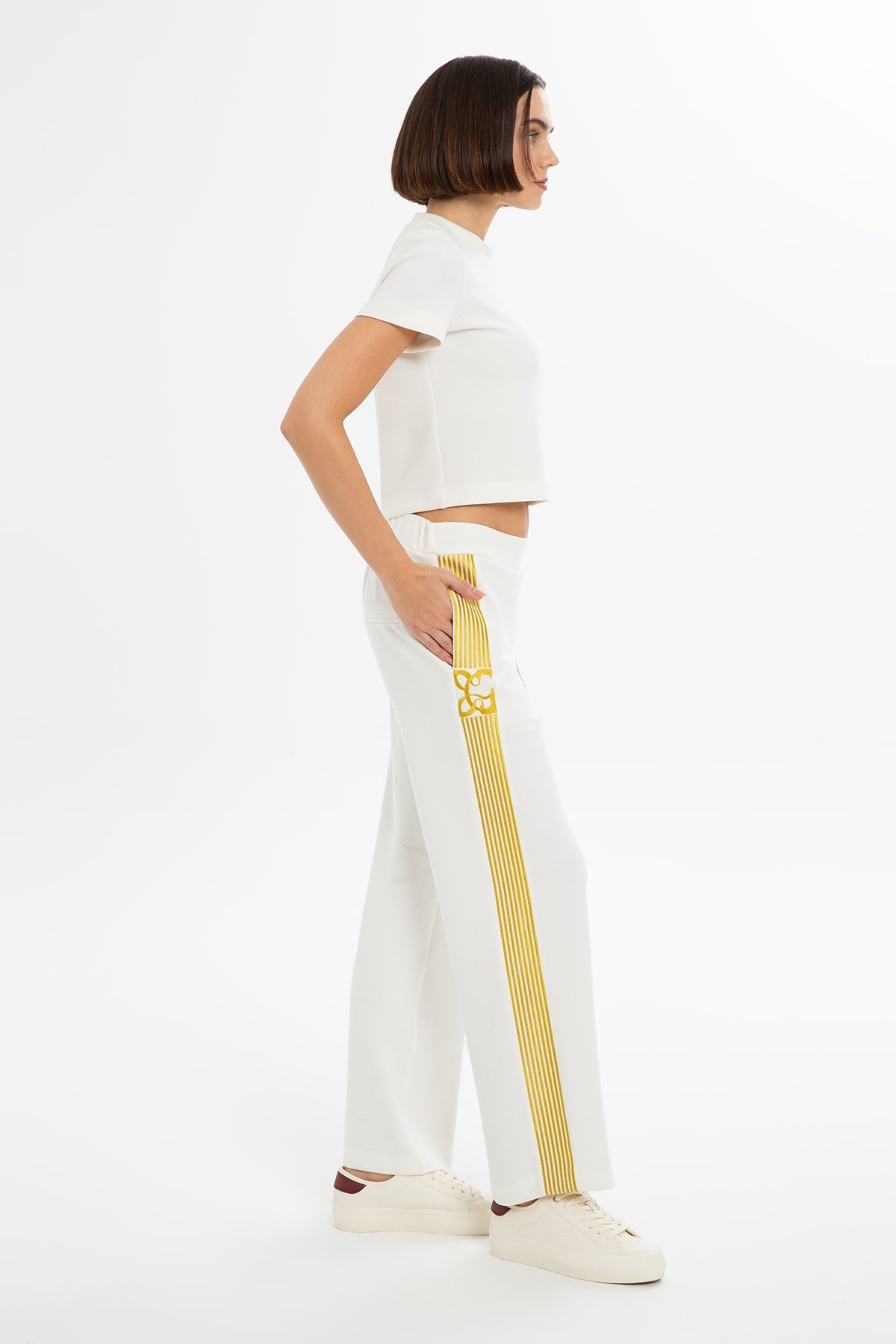 Ecru Straight-Leg Sweatpants