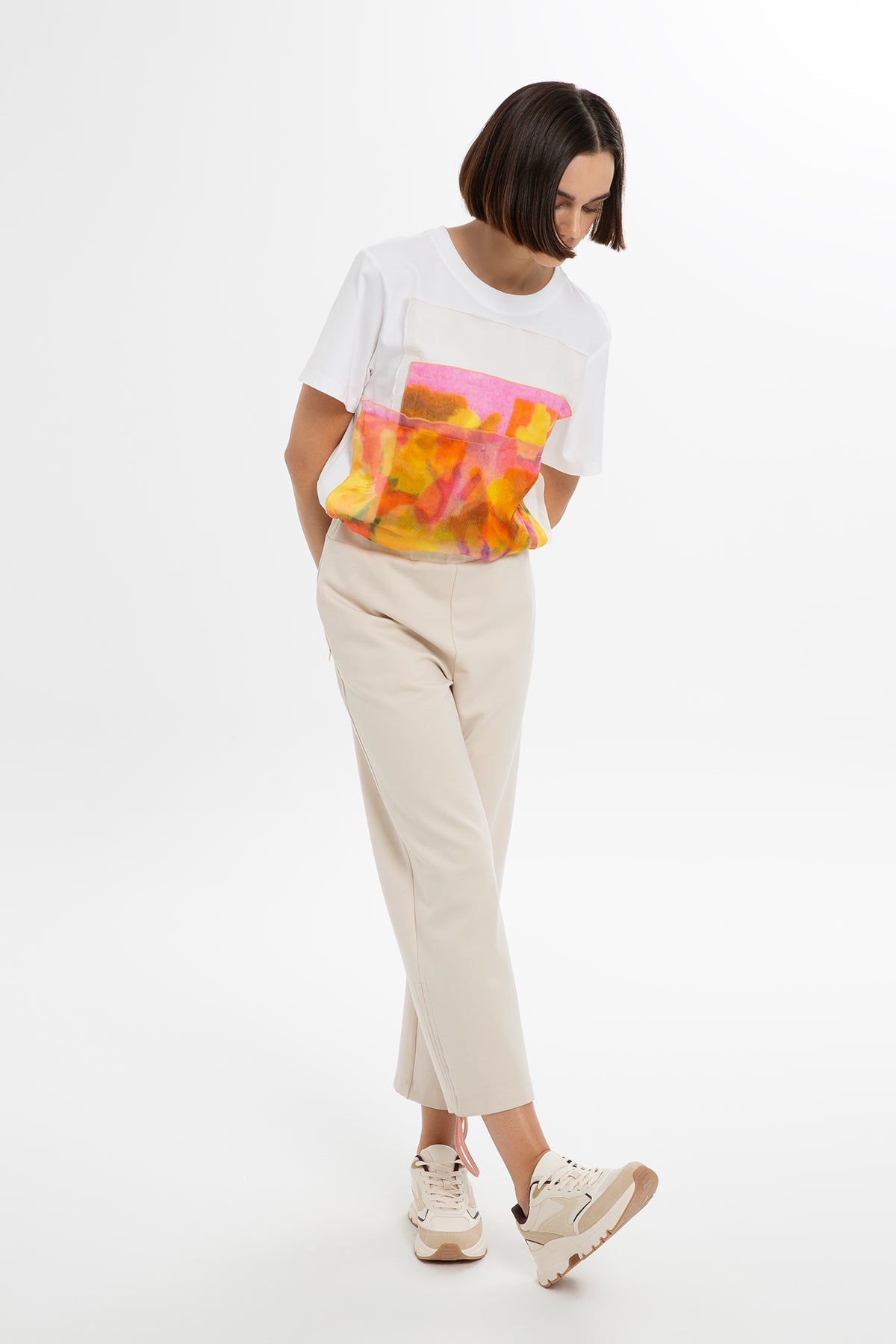 Beige Ankle-Length Sweatpants