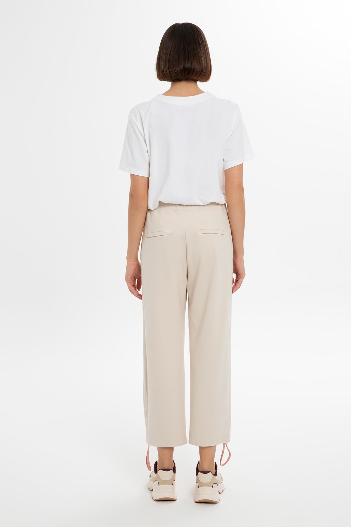 Beige Ankle-Length Sweatpants