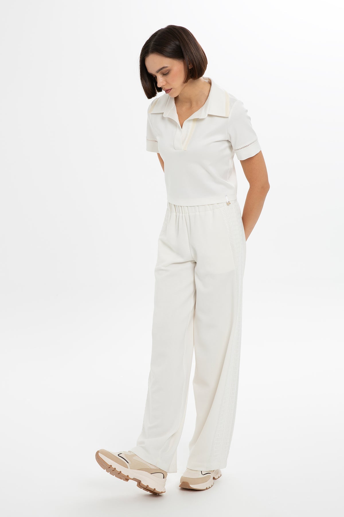 Ecru Short-Sleeved T-Shirt with Logo