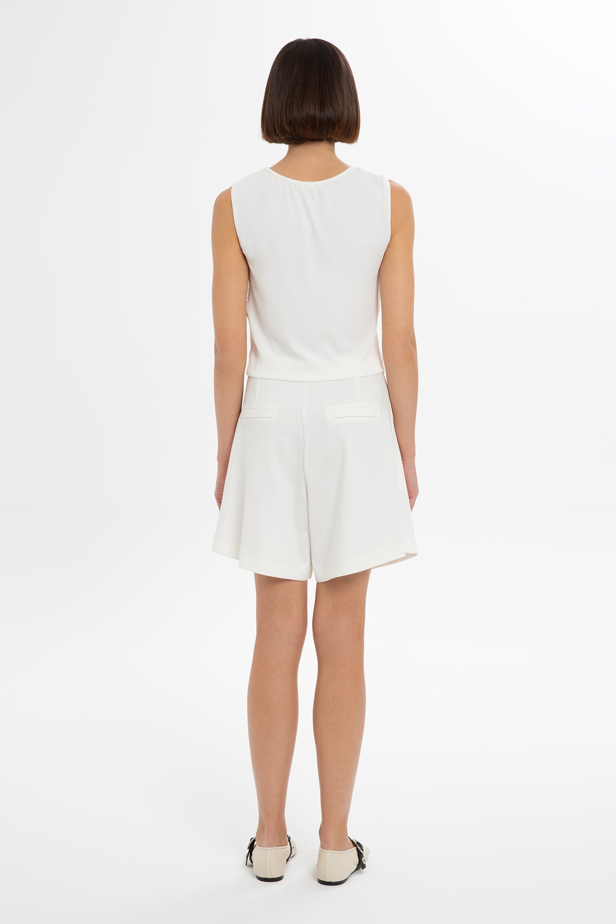 Ecru Asymmetric Texture Blouse