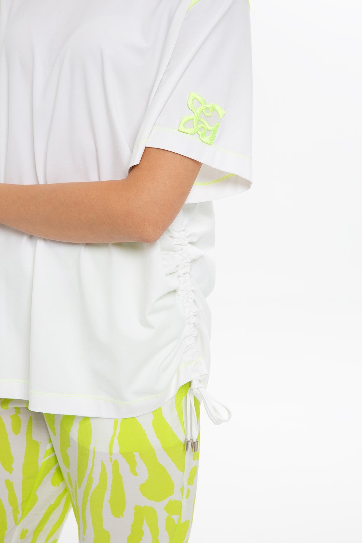 White T-Shirt with Neon Detail