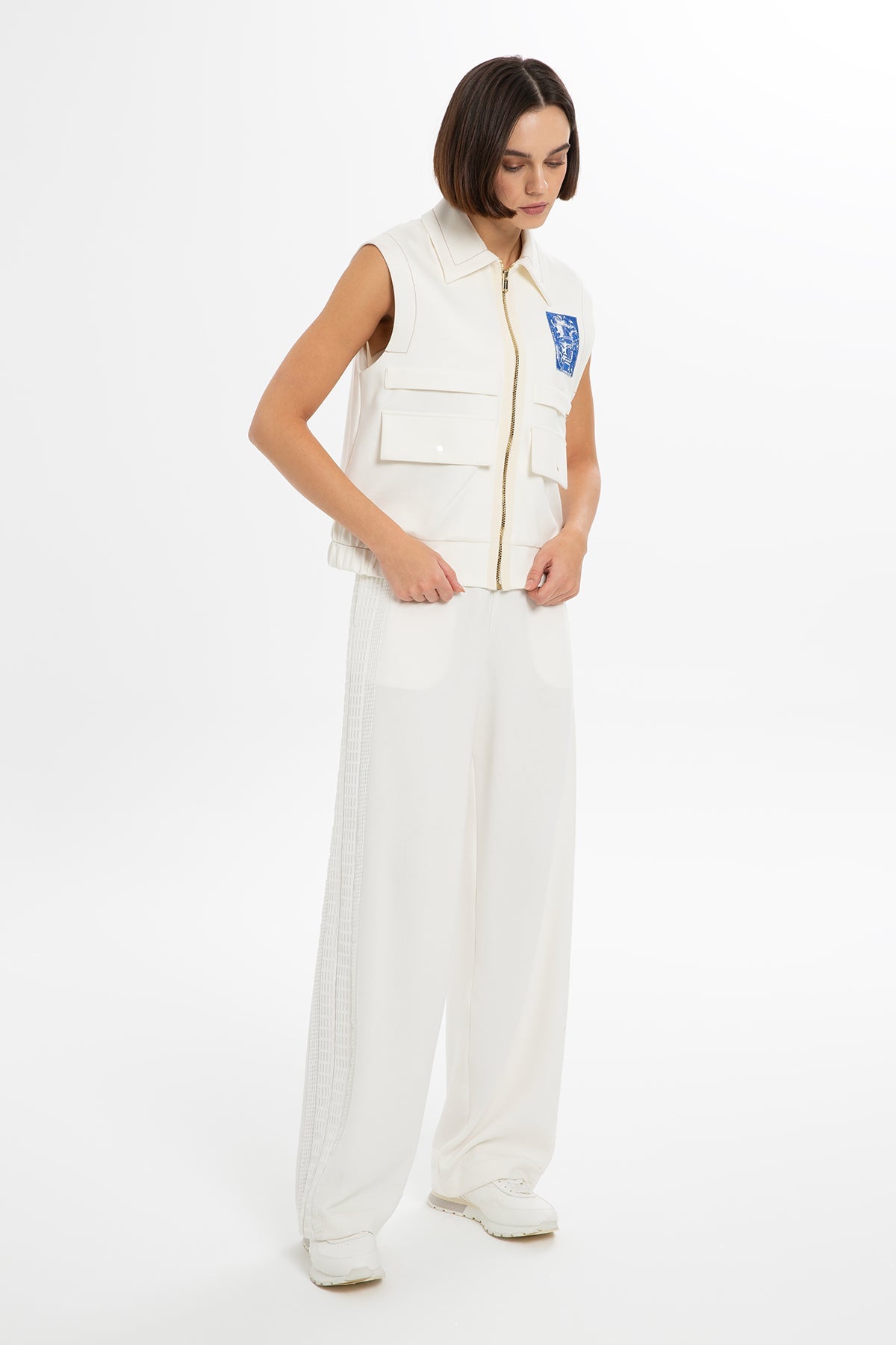 Ecru Embroidered Detail Vest