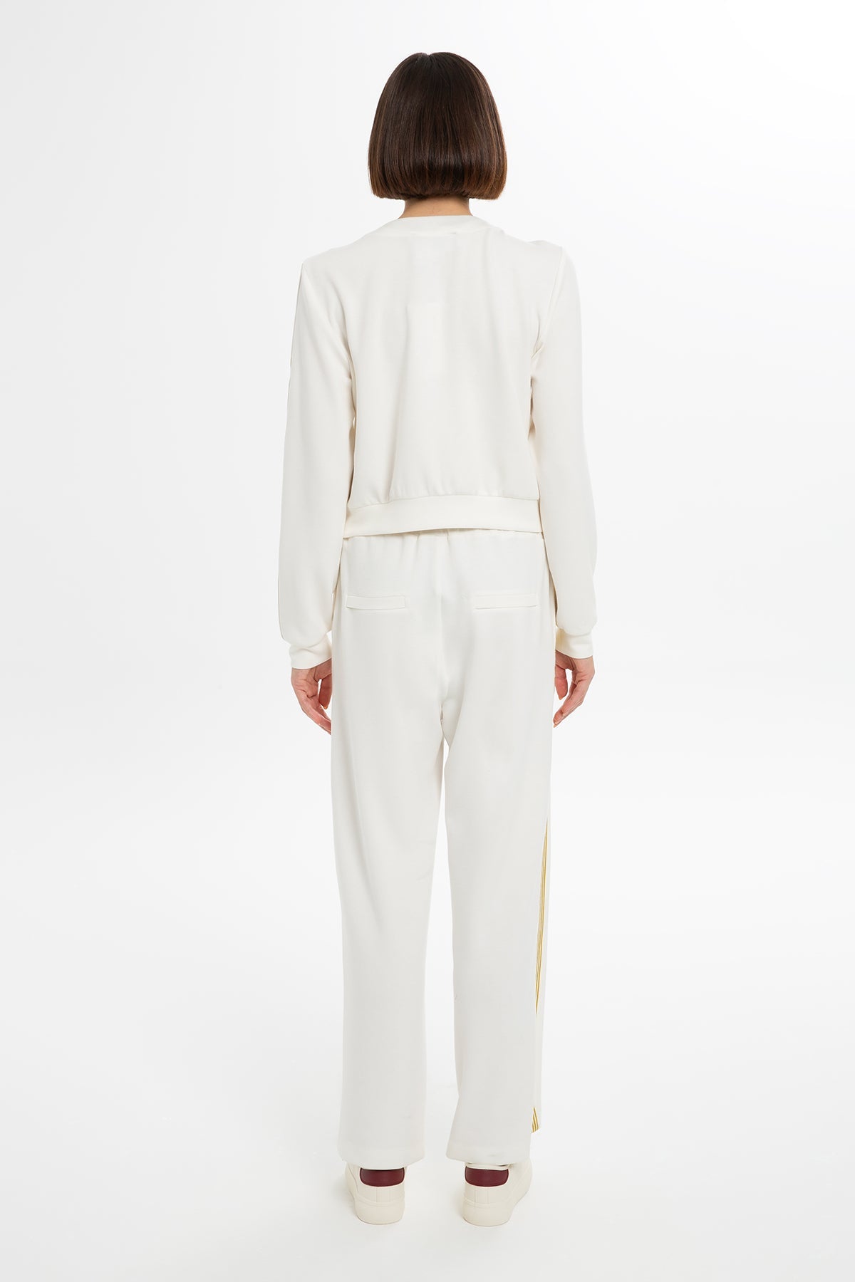 Ecru Stripe-Detail Sleeve Sweatshirt