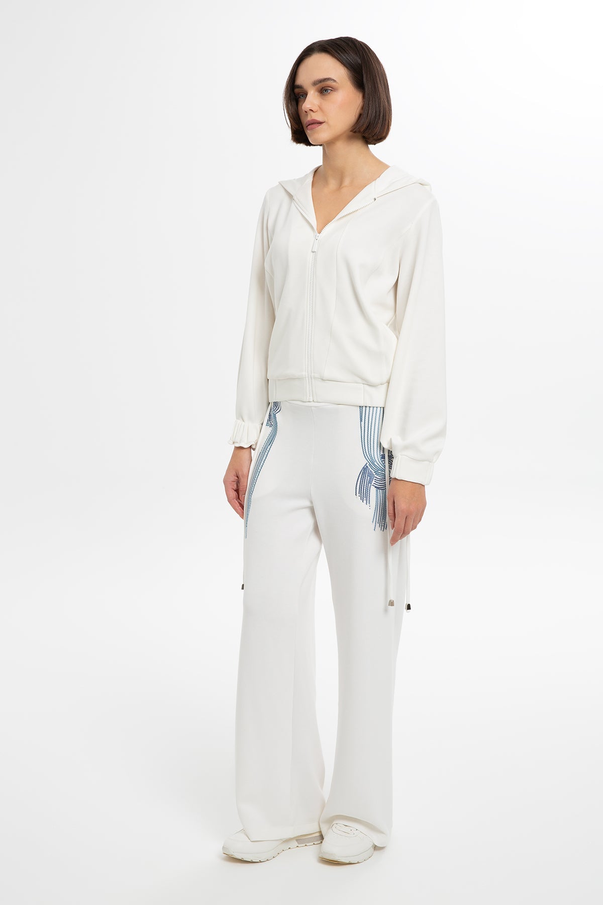 Ecru Crystal-Embellished Sweatshirt