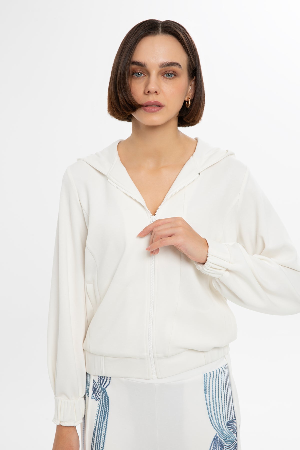 Ecru Crystal-Embellished Sweatshirt