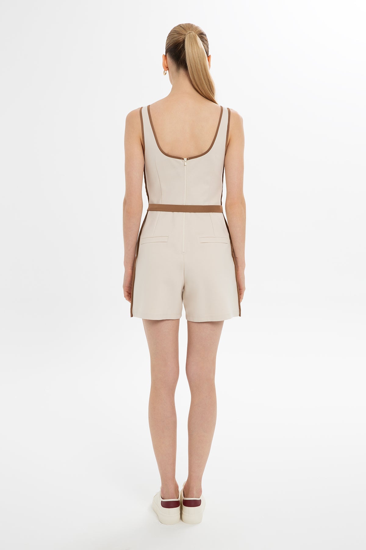 Beige Thick-Strap Jumpsuit