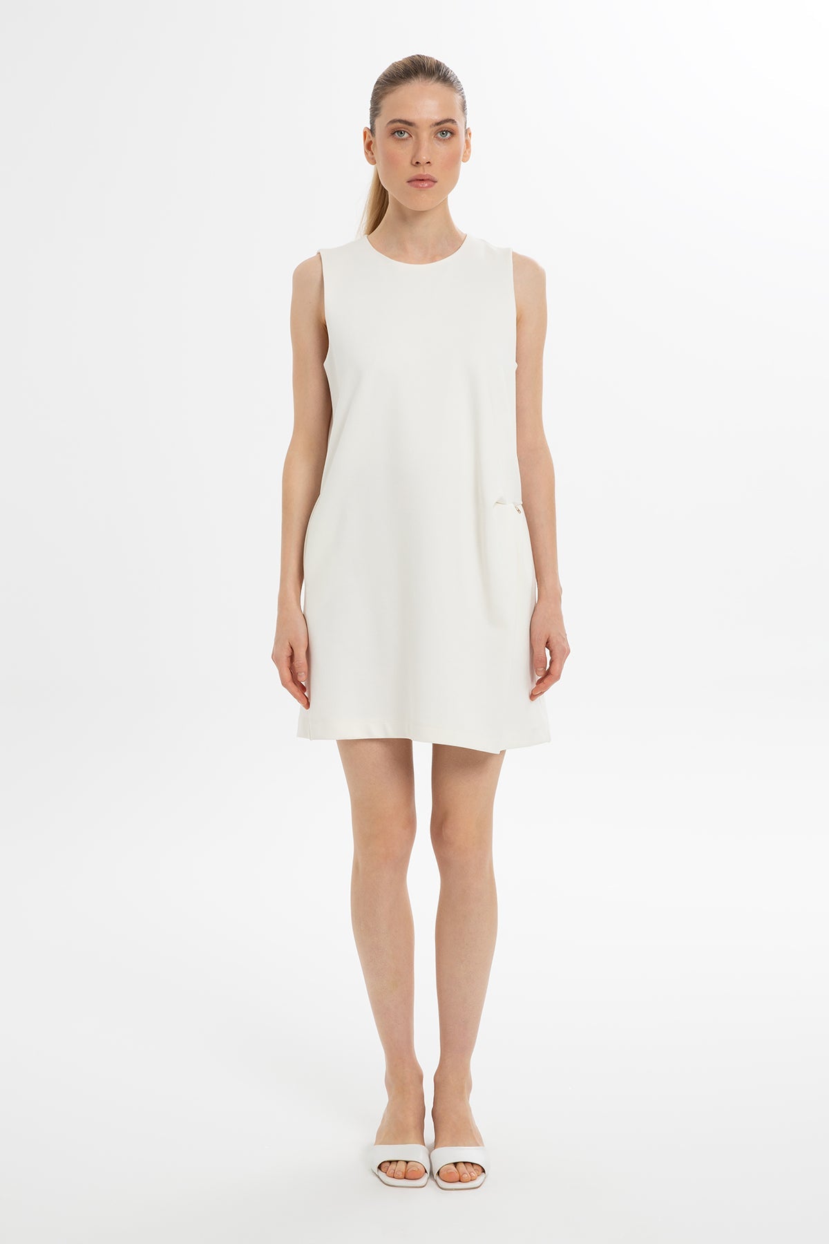 Ecru Sleeveless Short Dress