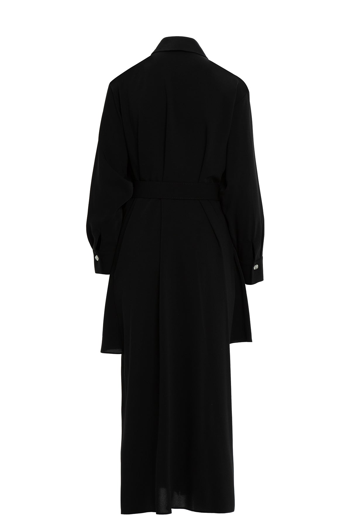 Black Asymmetrical Dress with Belt Detail