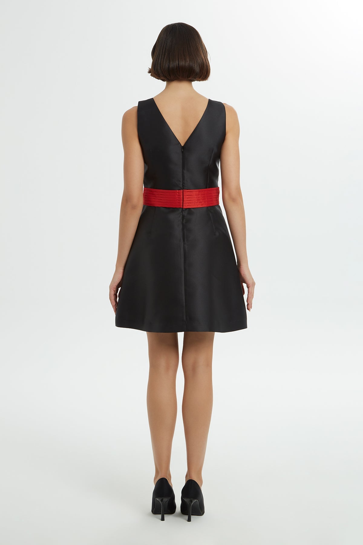 Black Mini Dress with Red Belt