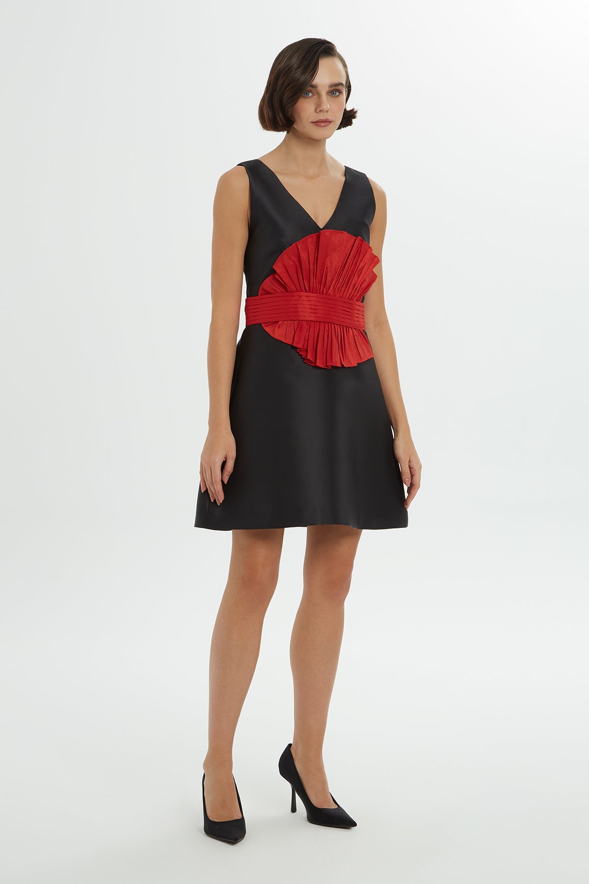 Black Mini Dress with Red Belt