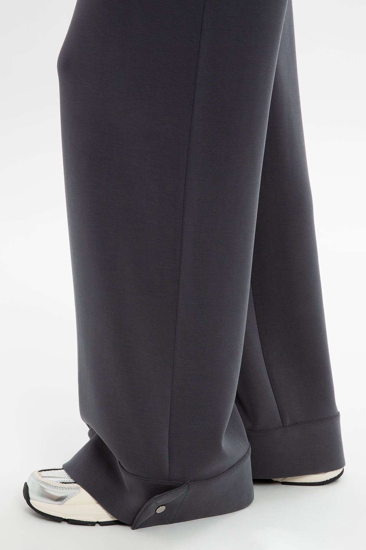 Grey Snap-Button Hem Sweatpants