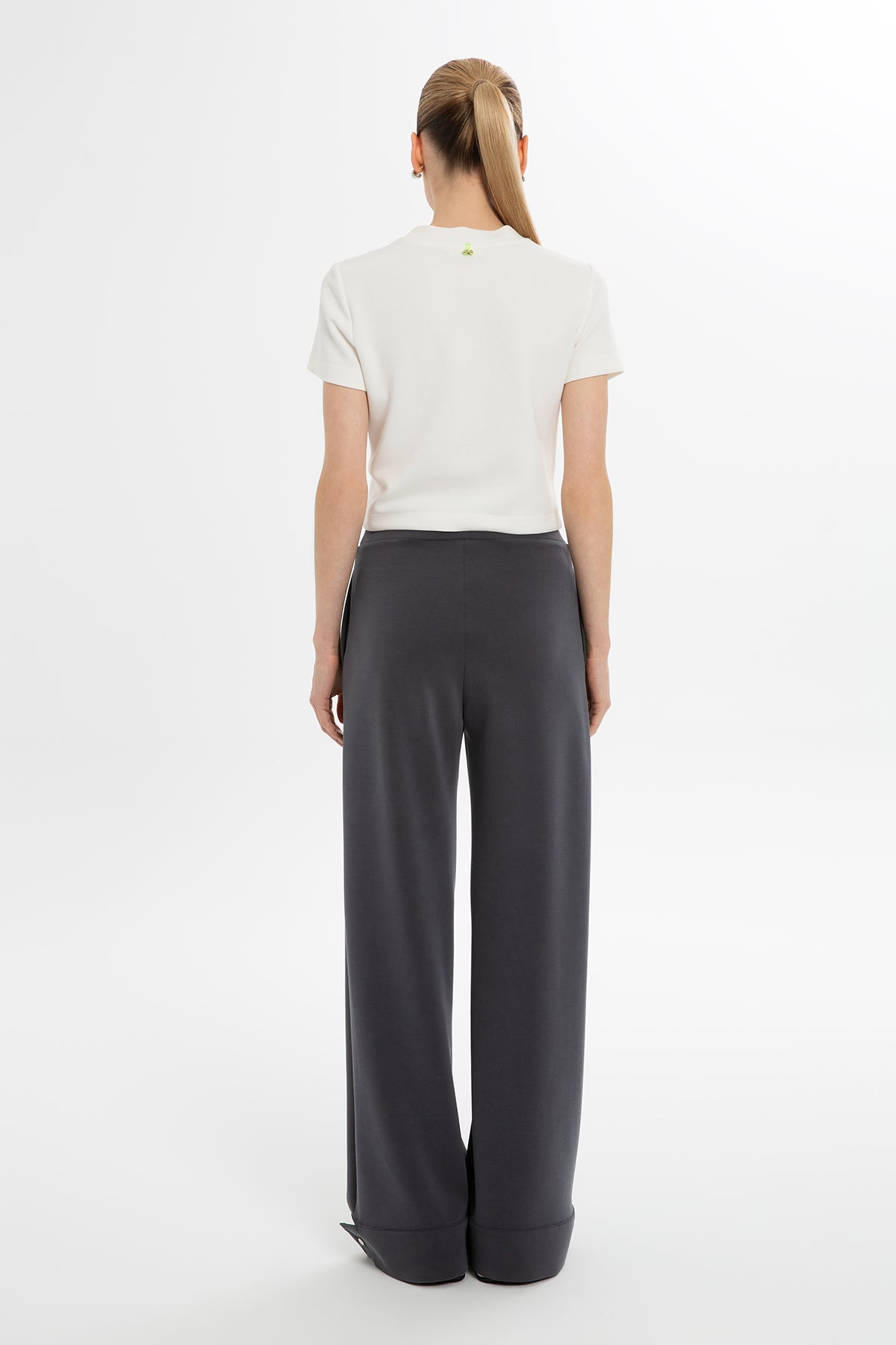 Grey Snap-Button Hem Sweatpants