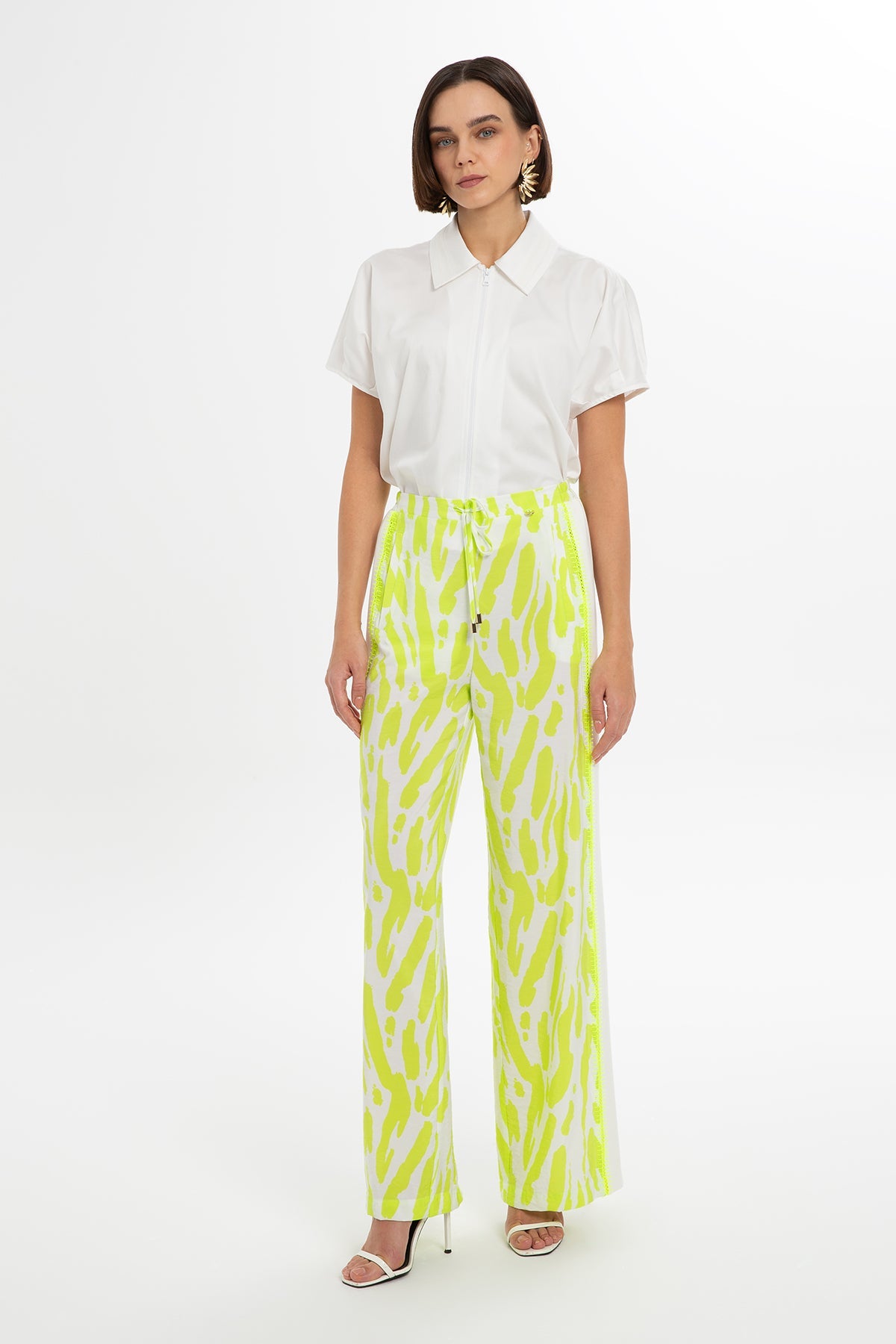 Printed Green Relaxed-Fit Pants