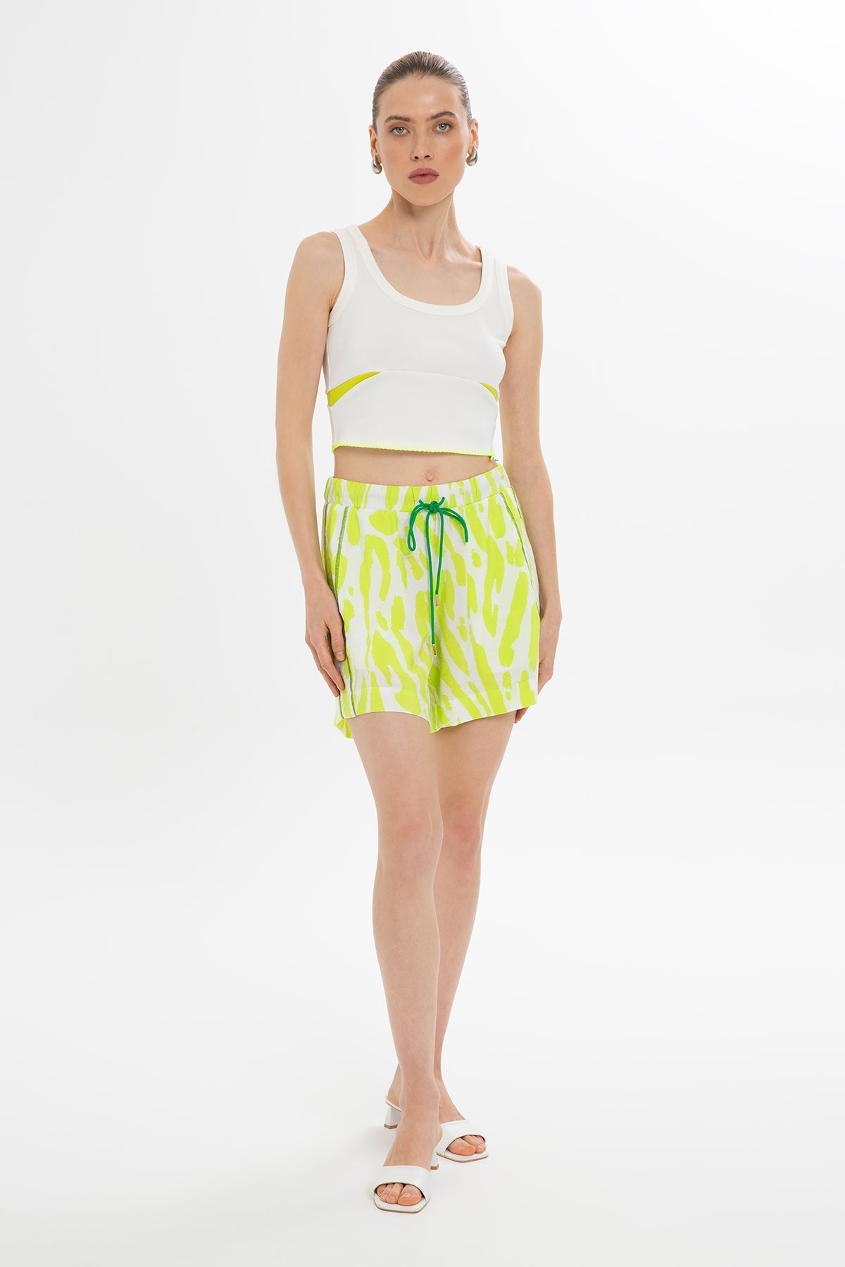 Green Neon Lace-Up Shorts