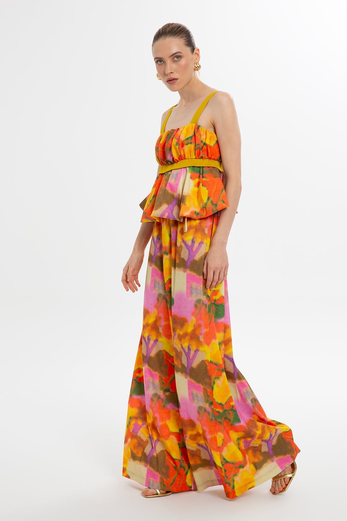 Multicolor Balloon Silhouette Blouse